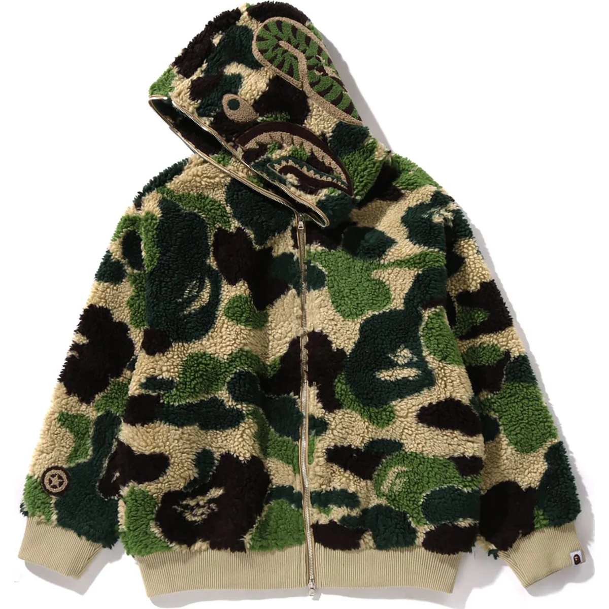 A Bathing Ape BOA Fleece Relaxed Fit ABC Camo Full Zip Shark Hoodie