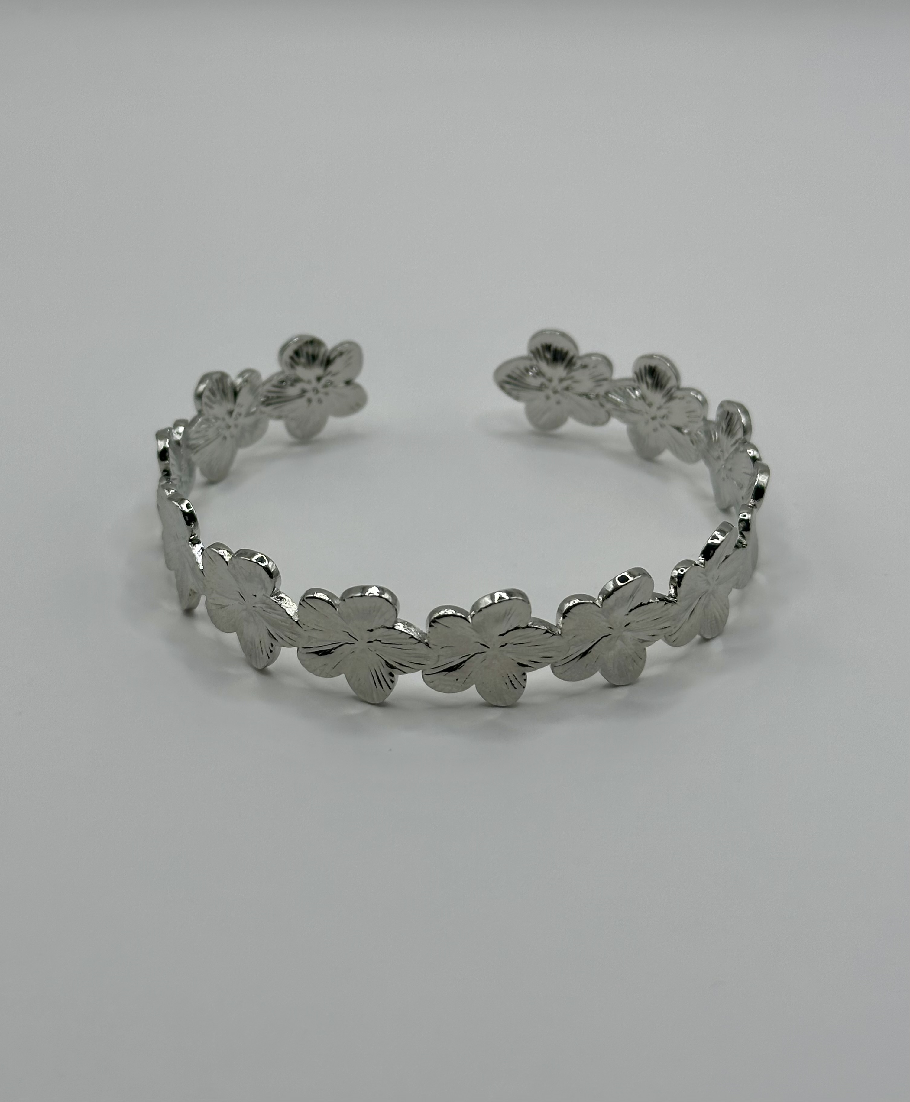 mini jonc fleur argenté