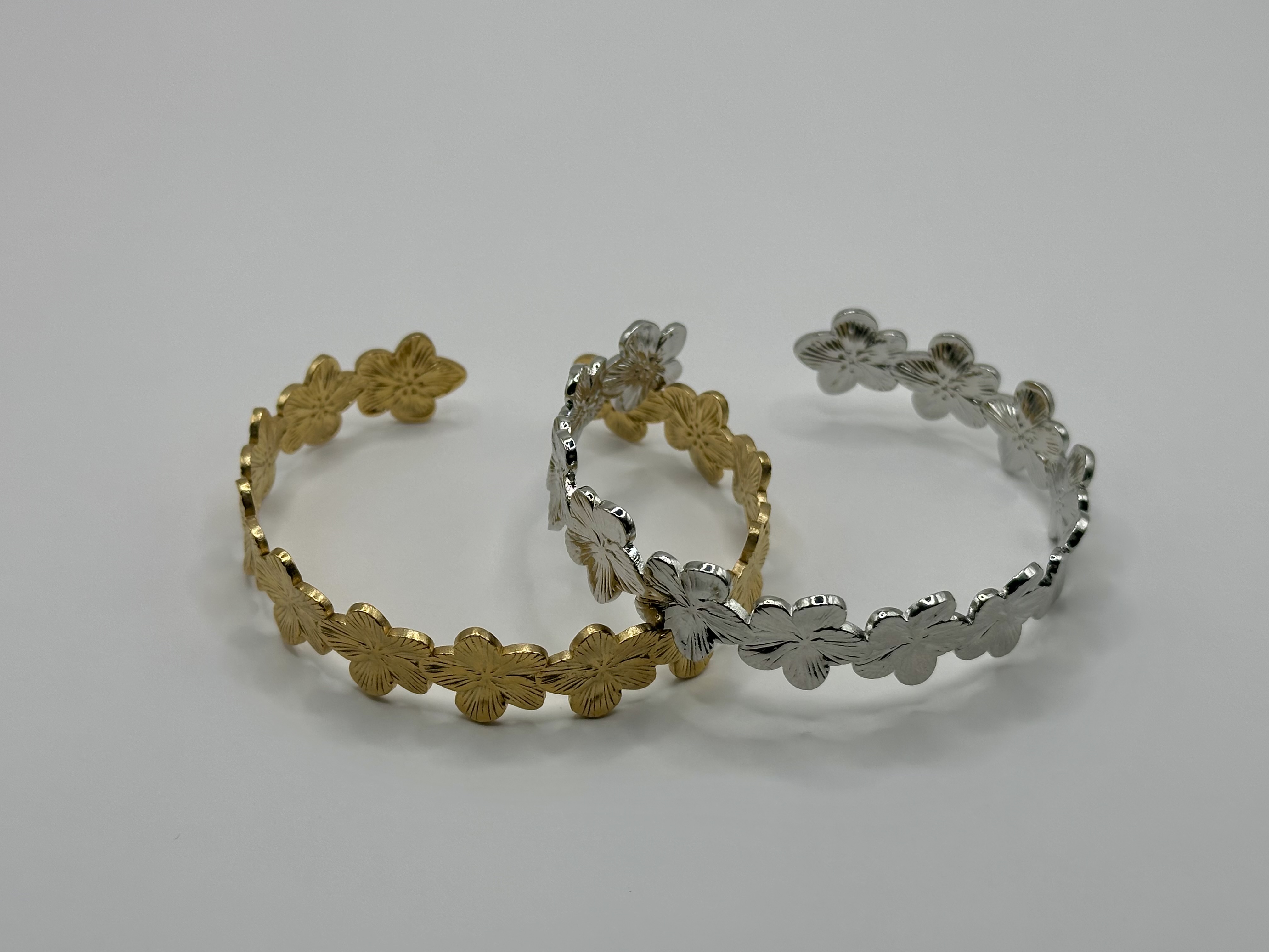 mini jonc fleur argenté