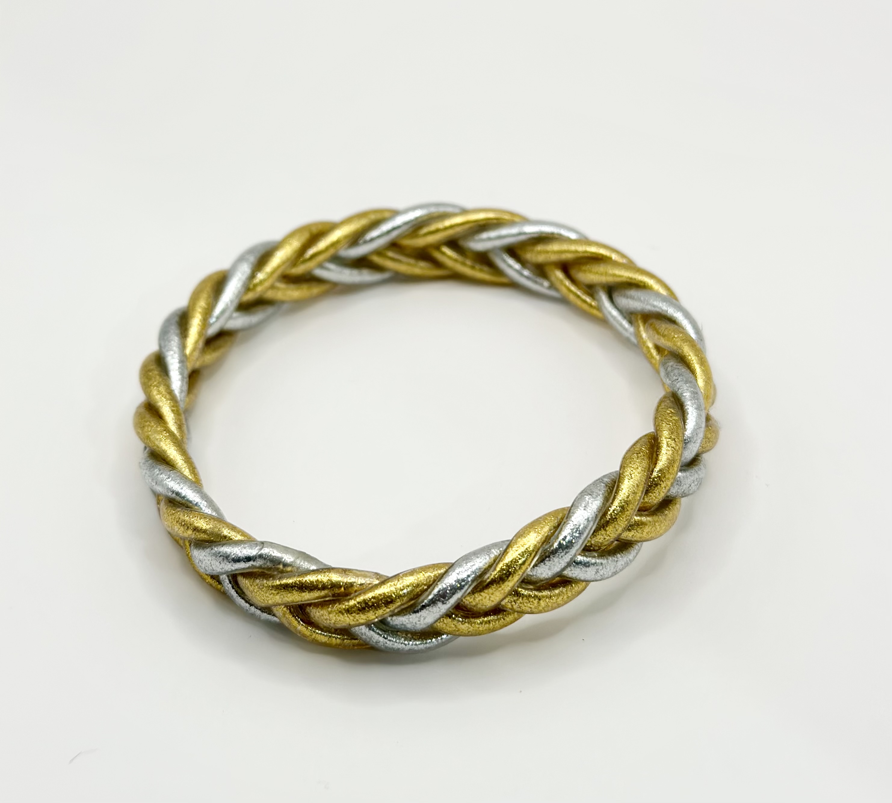 Jonc bouddhiste Tressé doré et argenté