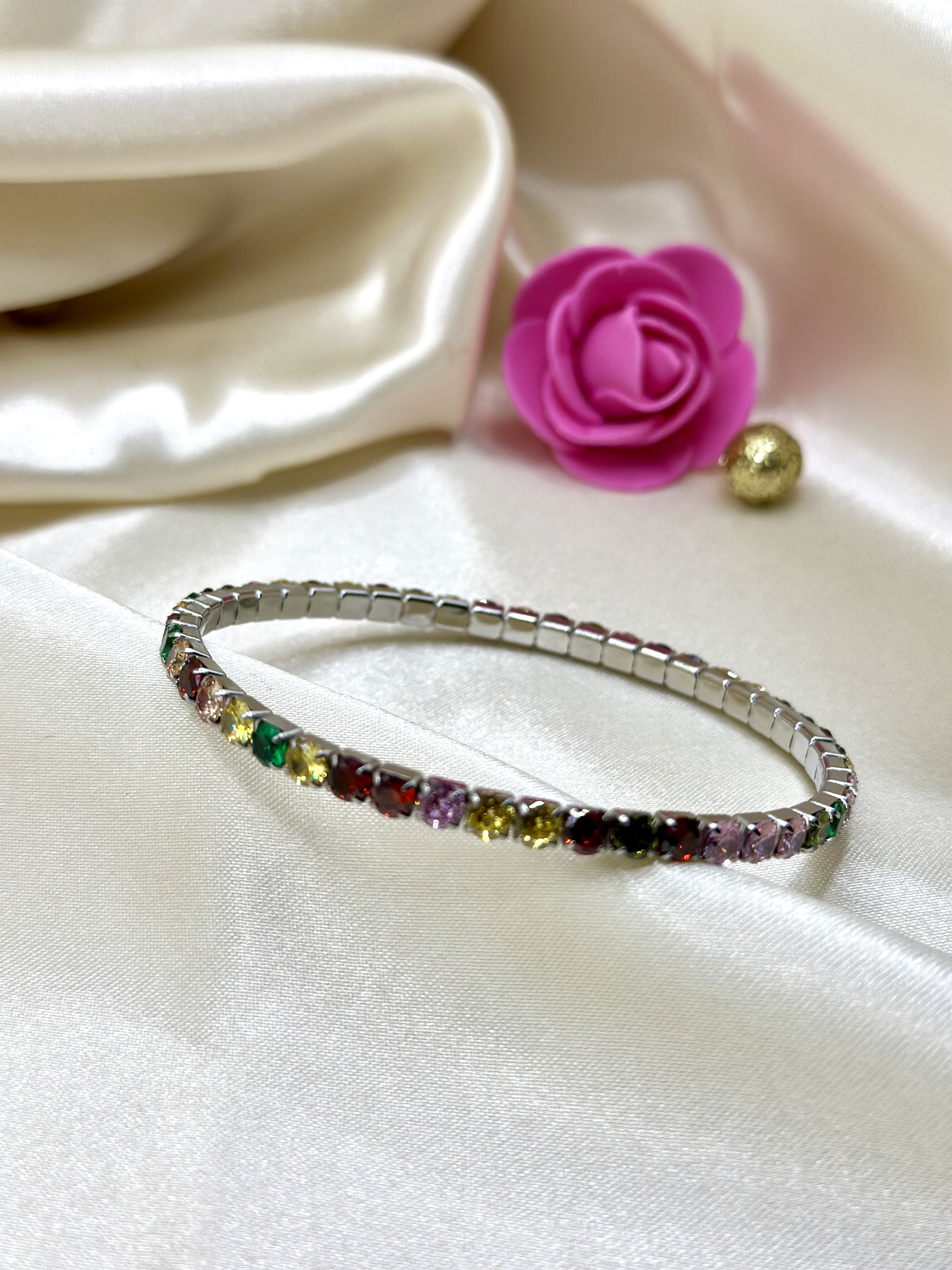 Bracelet strass arc en ciel