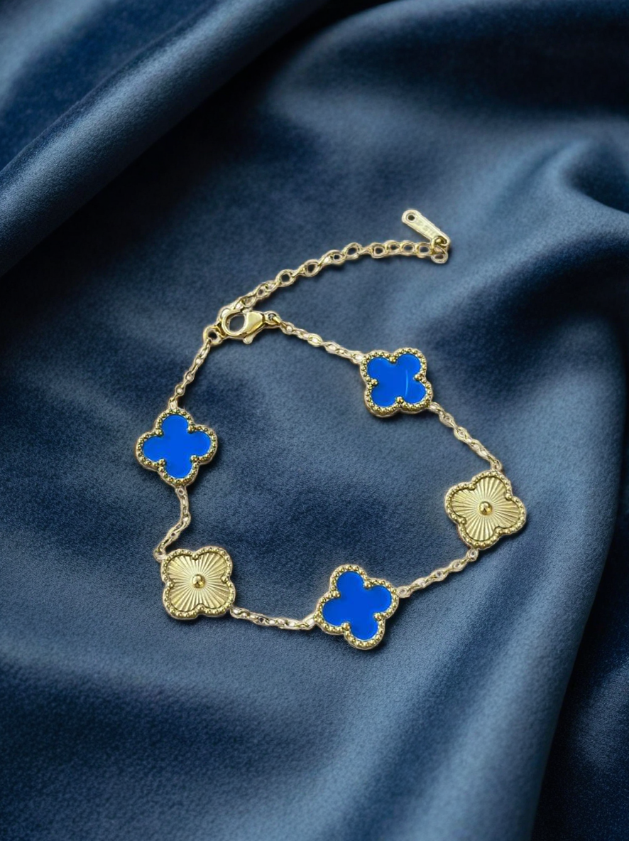 Bracelet trèfle bi face doré