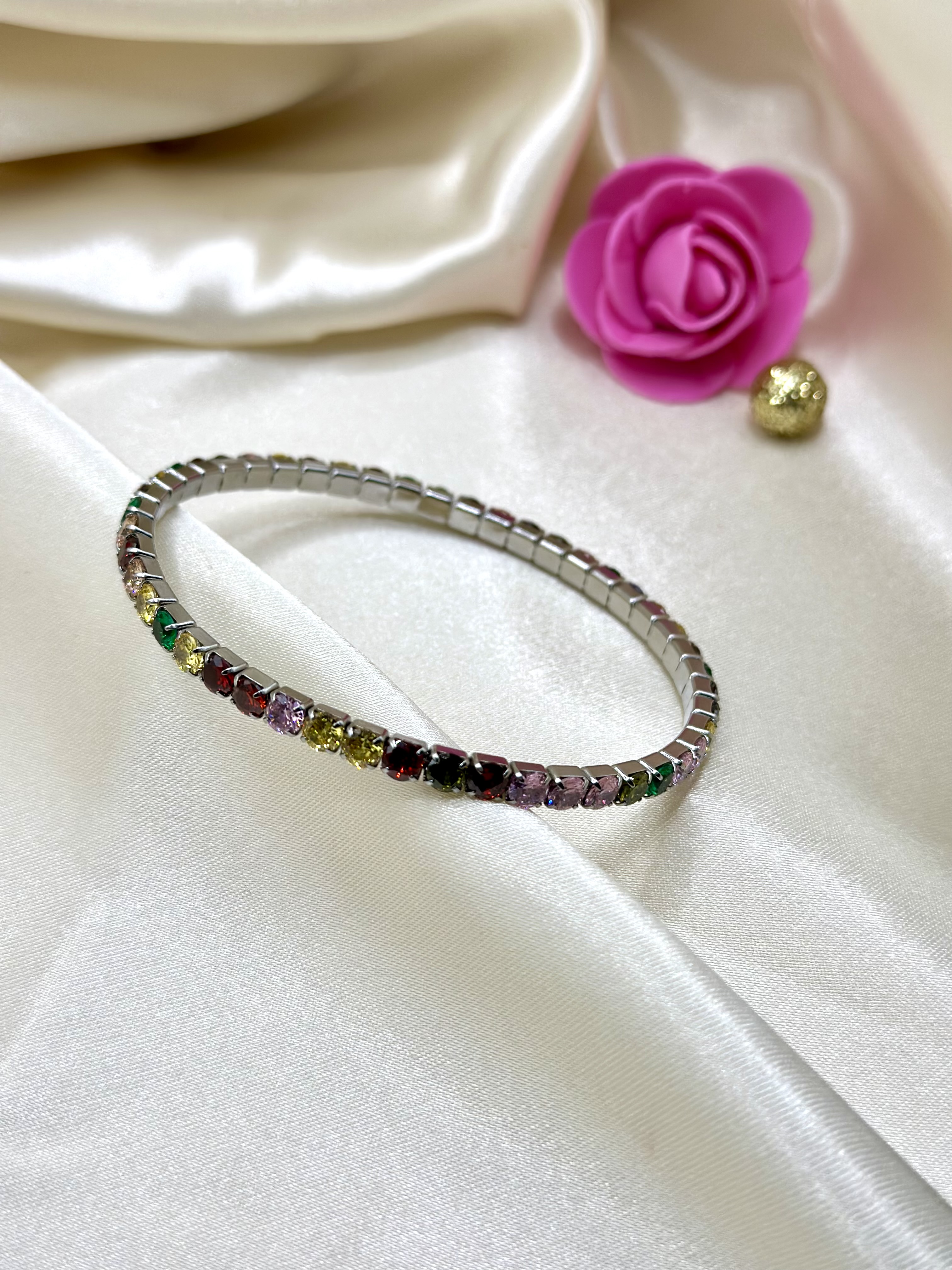 Bracelet strass arc en ciel
