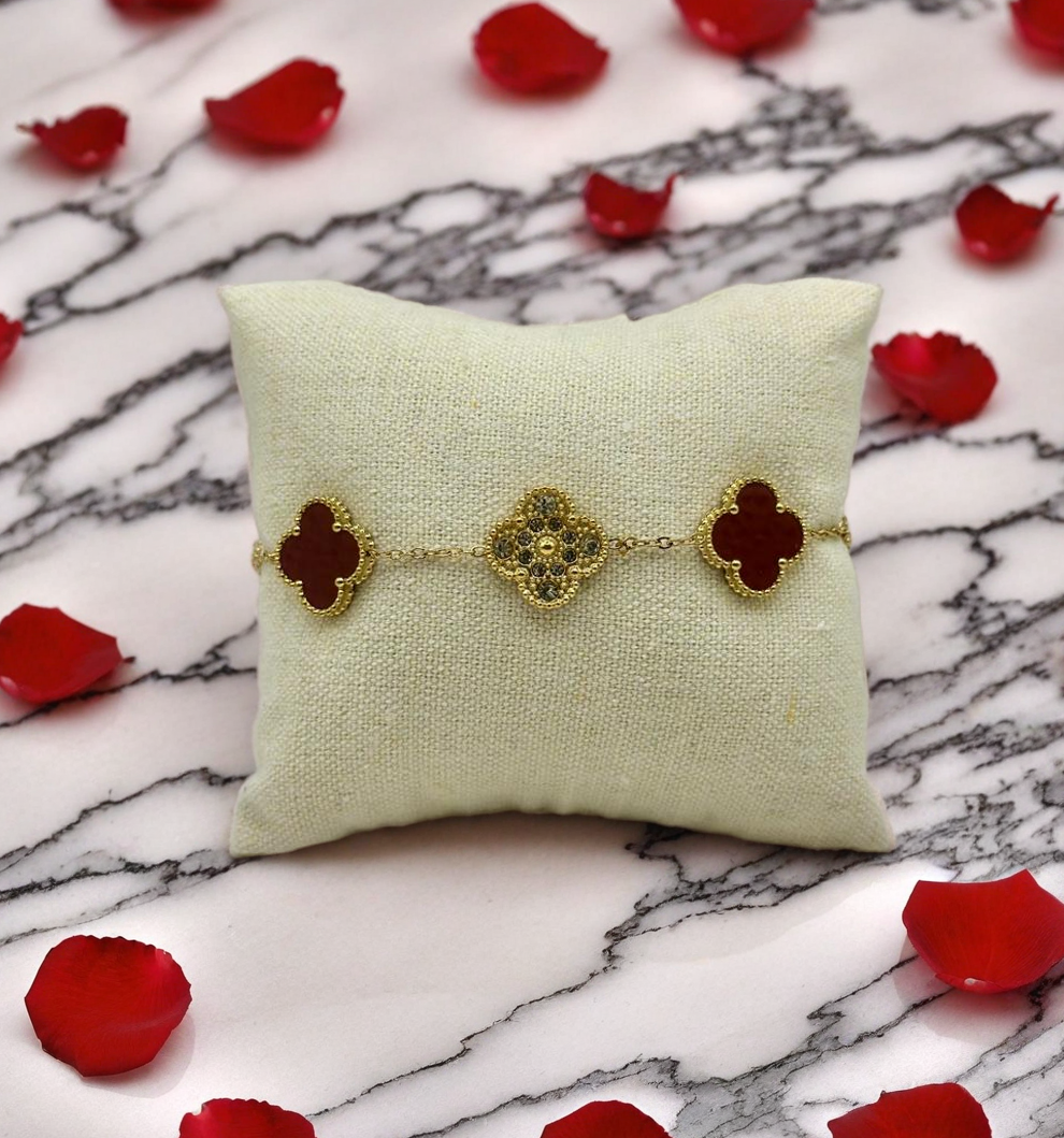 Bracelet trèfle bordeaux biface