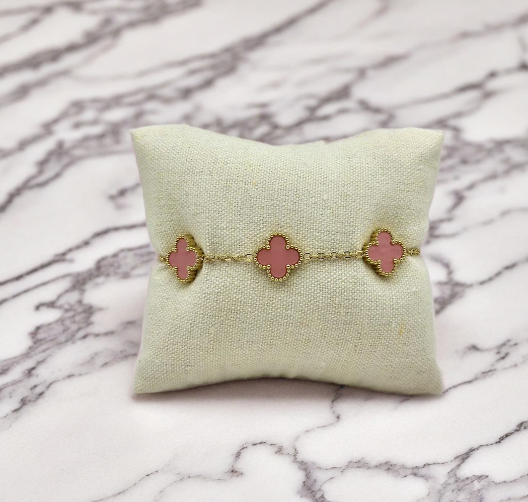 Bracelet trèfle rose claire