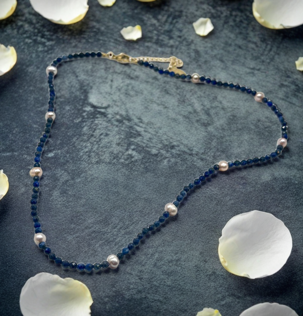 Collier perles naturelles blue