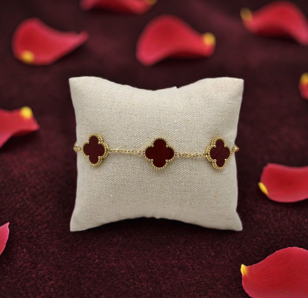 Bracelet trèfle bordeaux