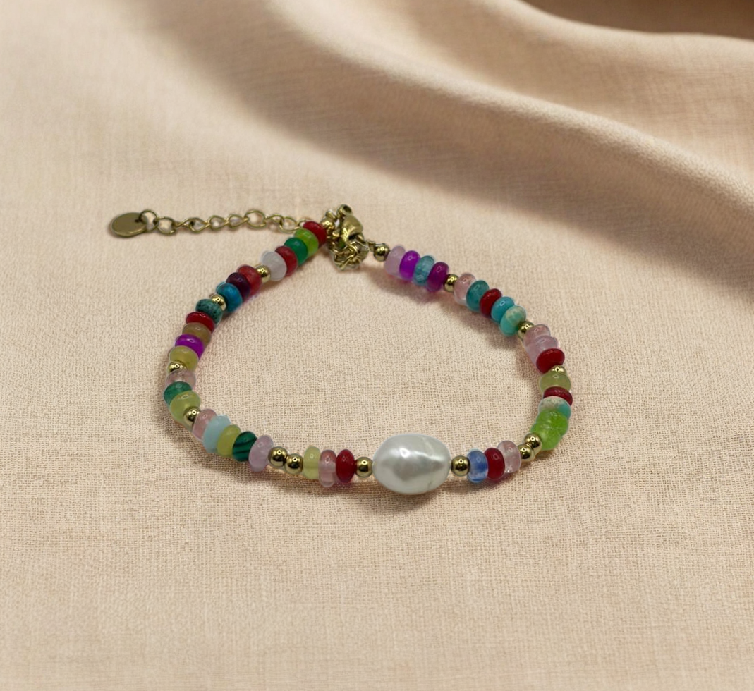 Bracelet perles naturelles color