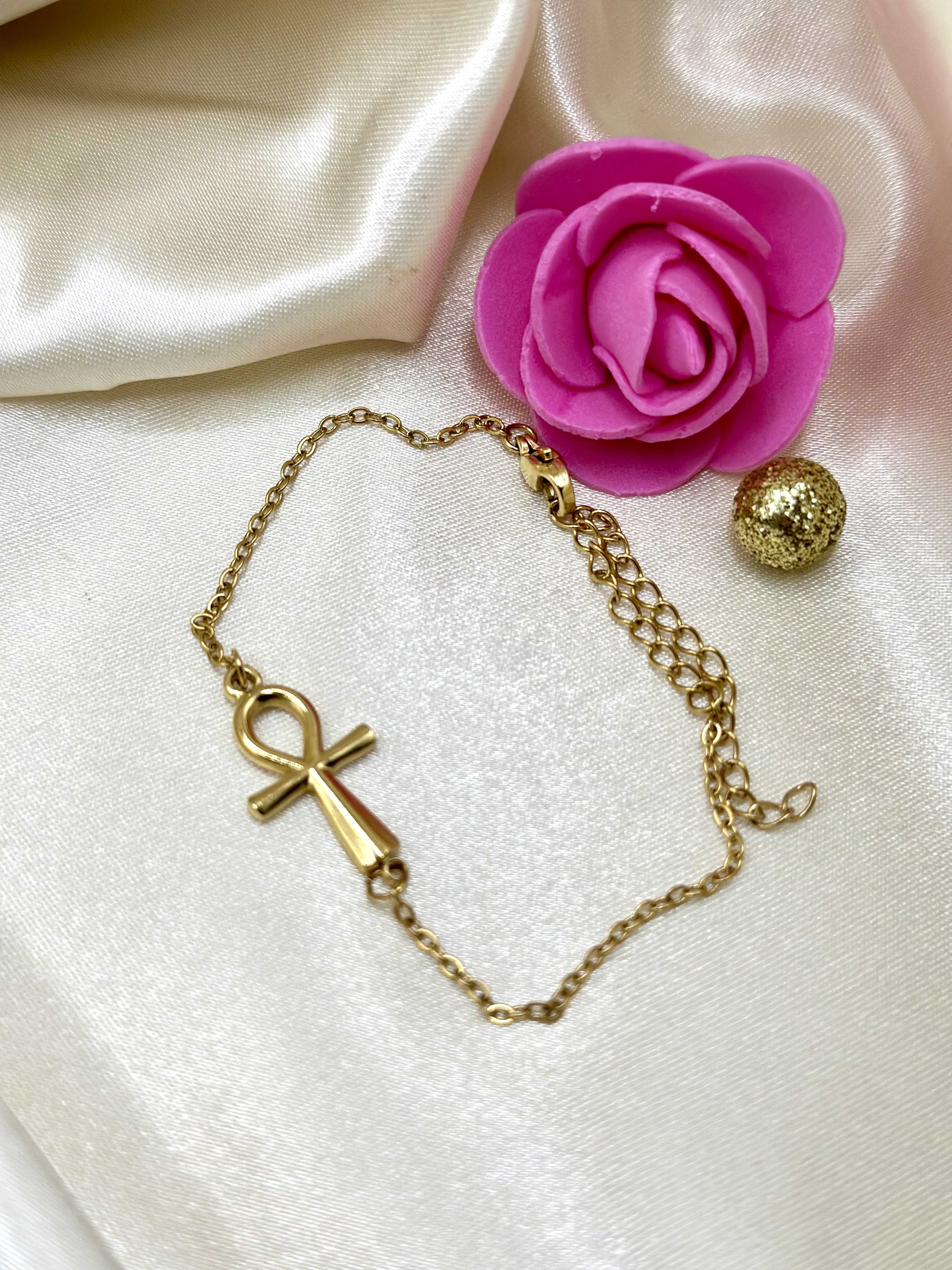 Chaîne de cheville croix ankh