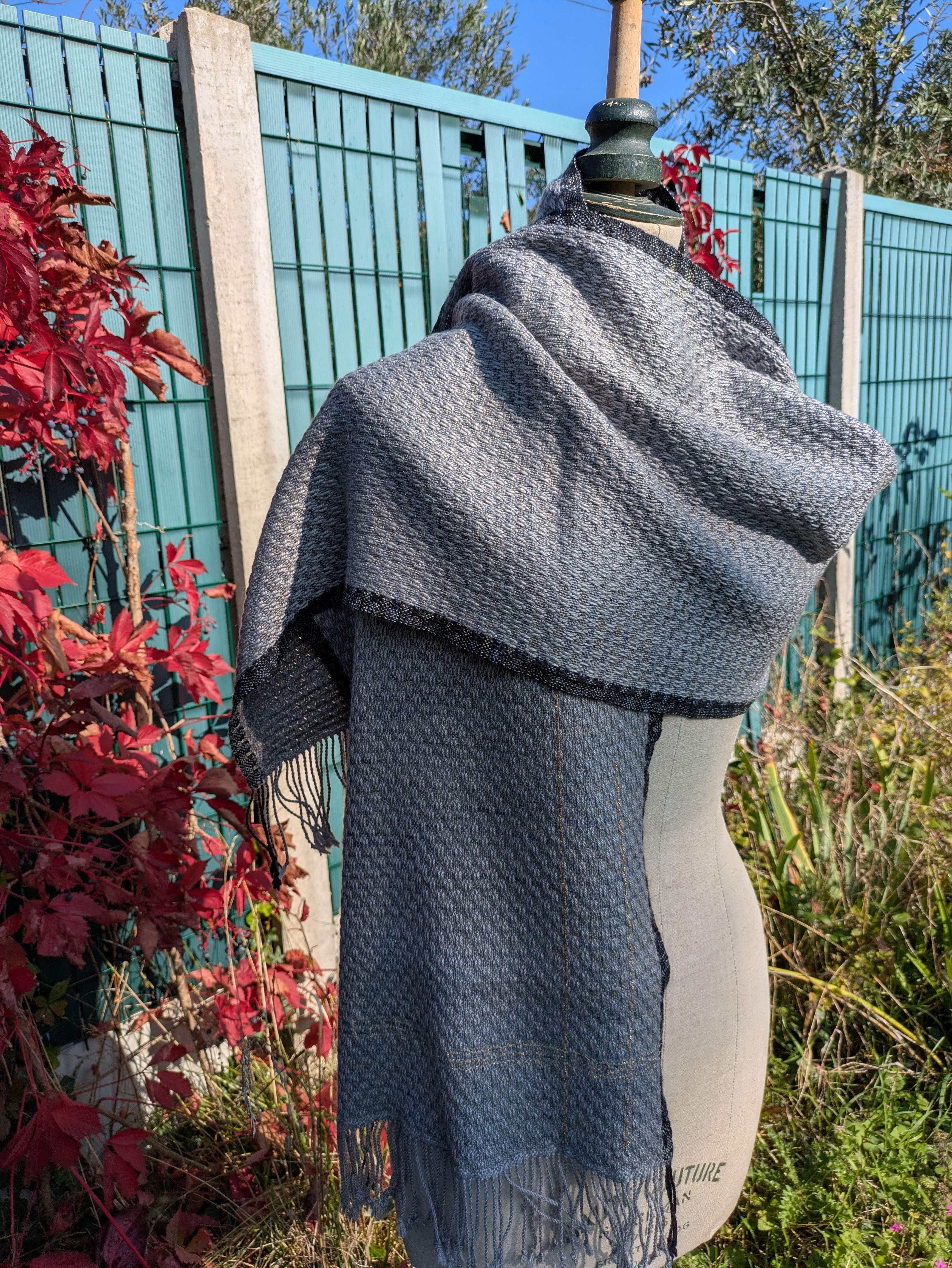 Matin givré - Echarpe Merinos et soie 