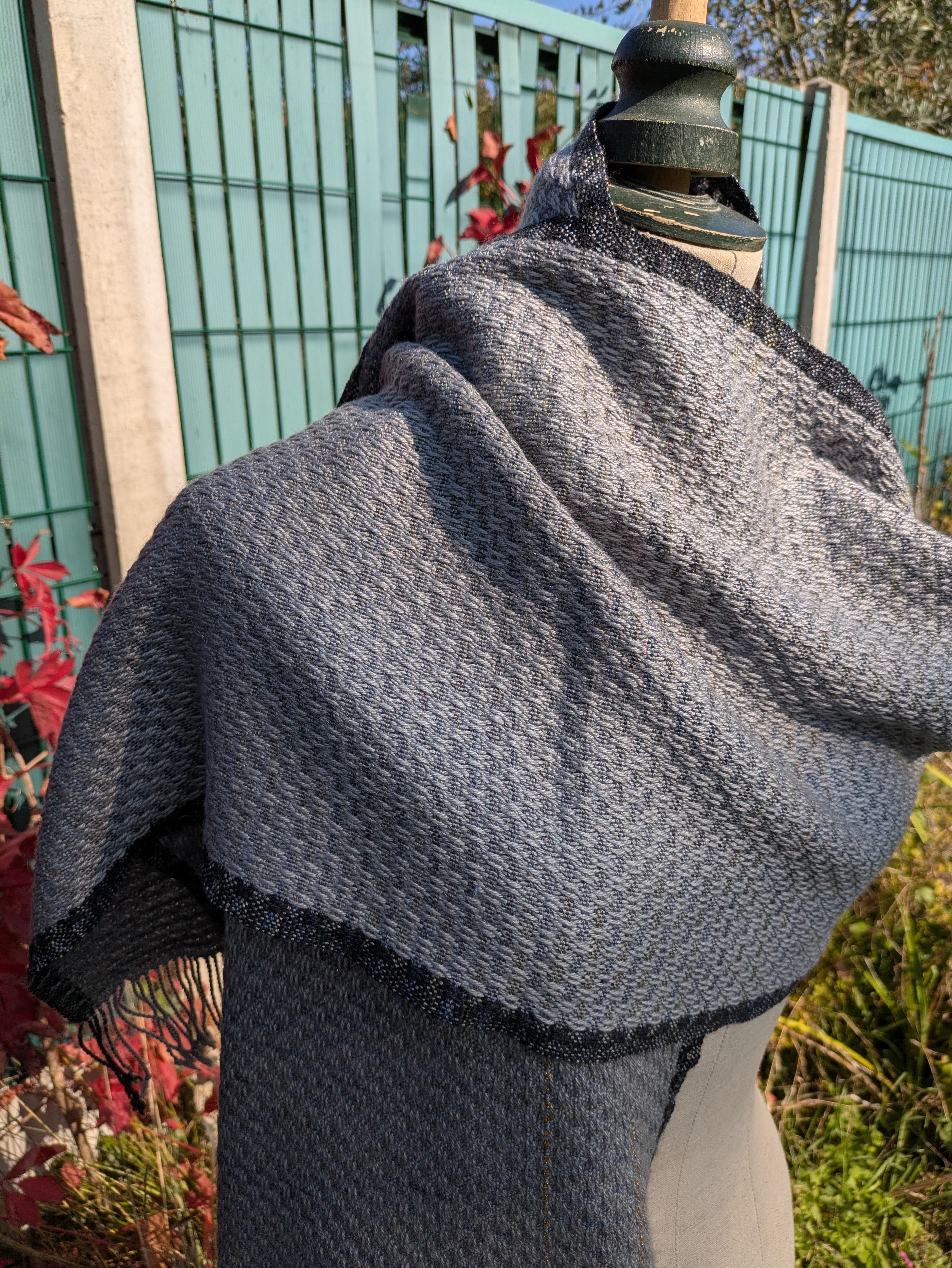 Matin givré - Echarpe Merinos et soie 