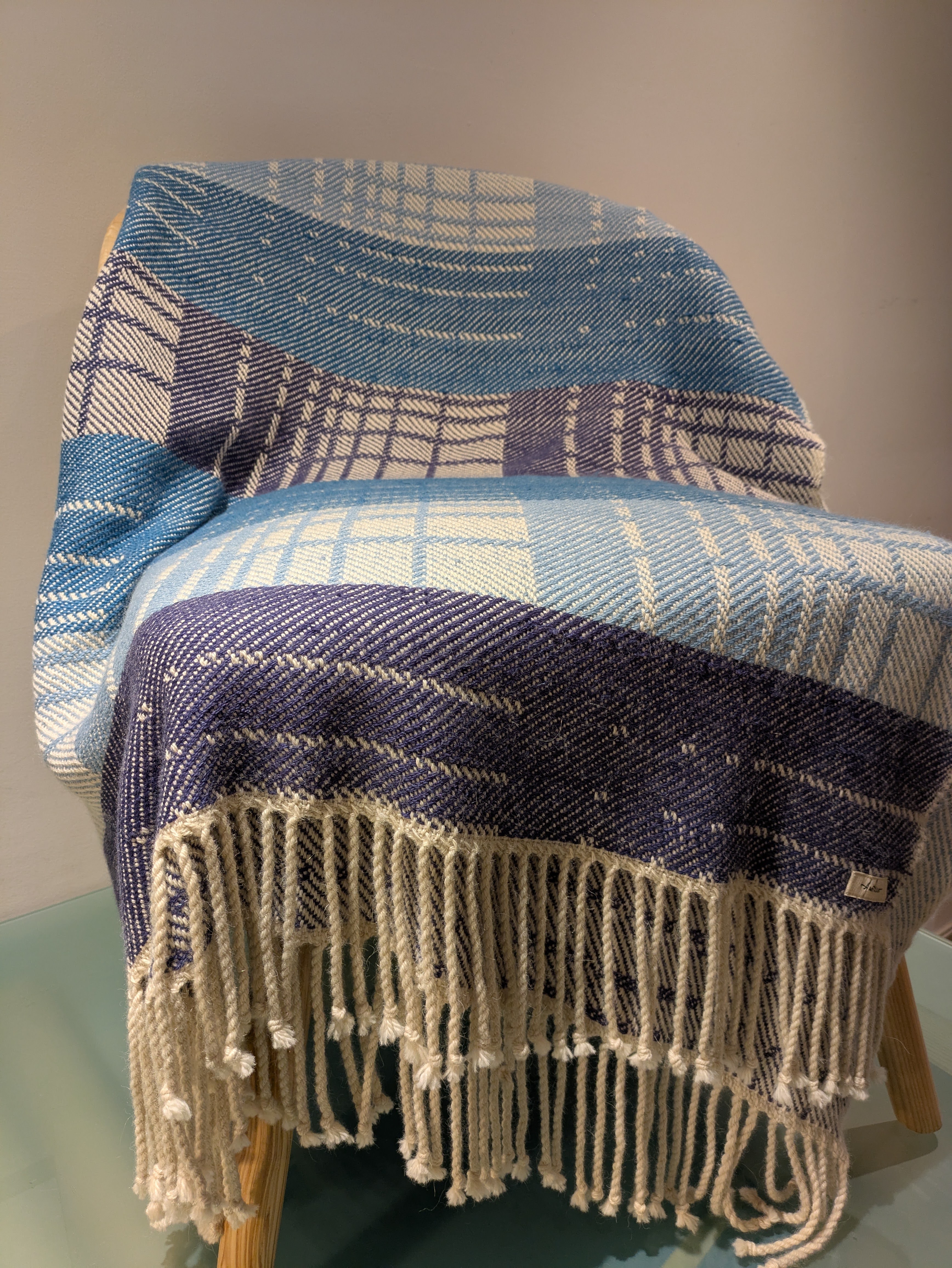 LIGNES D'HORIZON  - Plaid– Alpaga (158x128cm) - Bleu