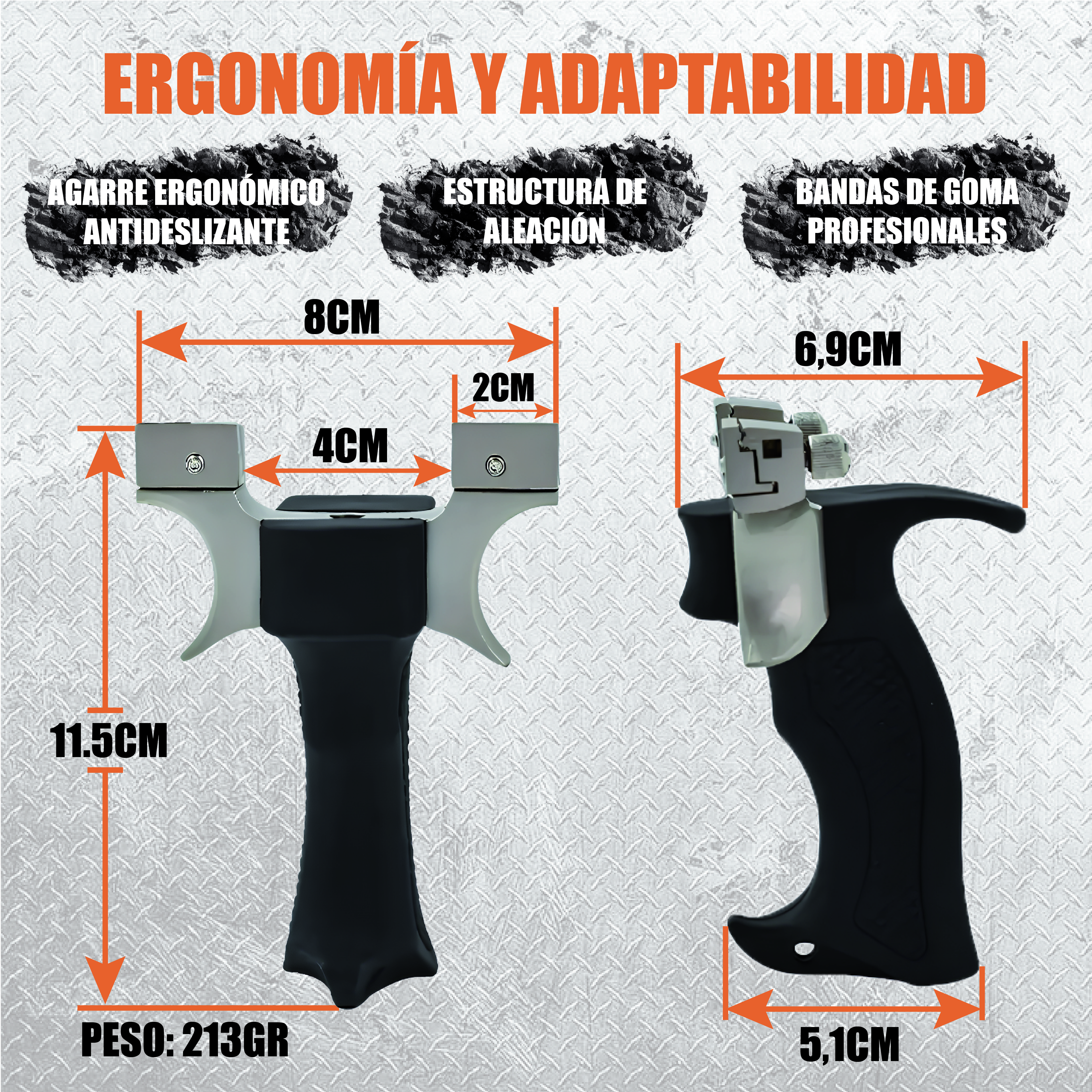 Tirachinas Deportivo - Set con Tirachinas de Metal, 3 Bandas de Goma y 100 Gramos de Bolas de Arcilla