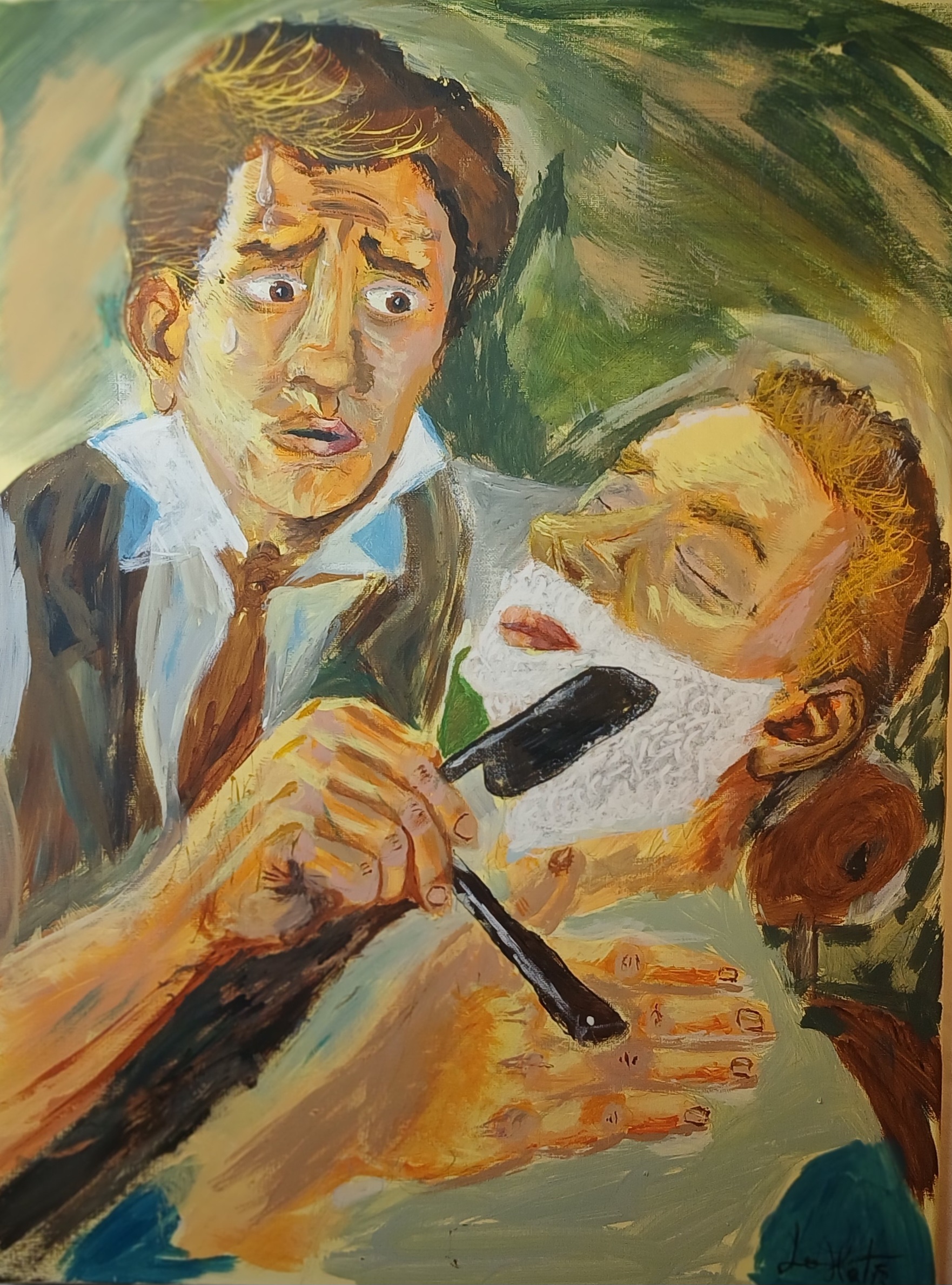 Pintura de barbero expresiva