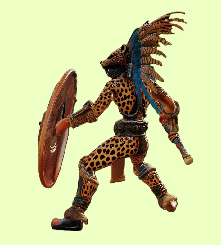 Aztec Jaguar Warrior Statue