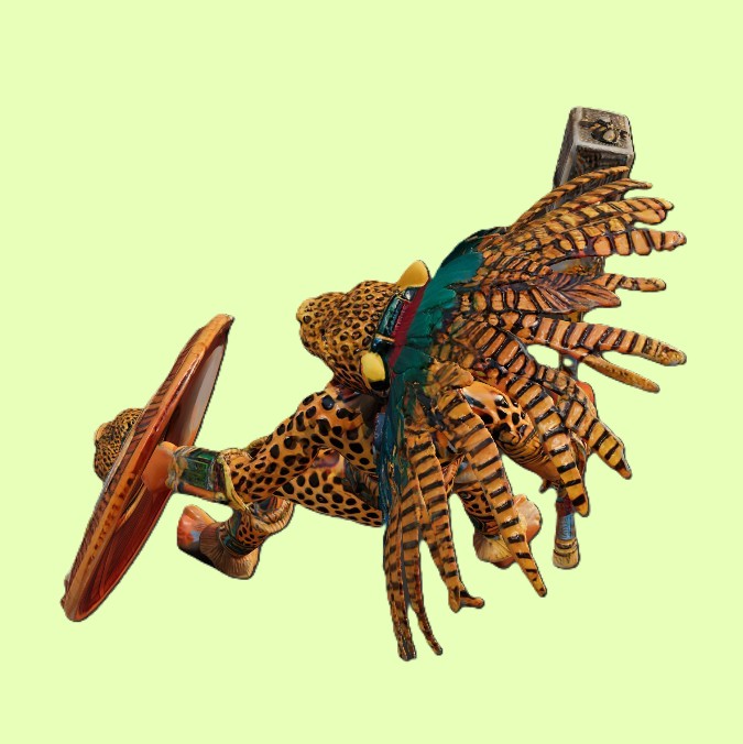 Aztec Jaguar Warrior Statue