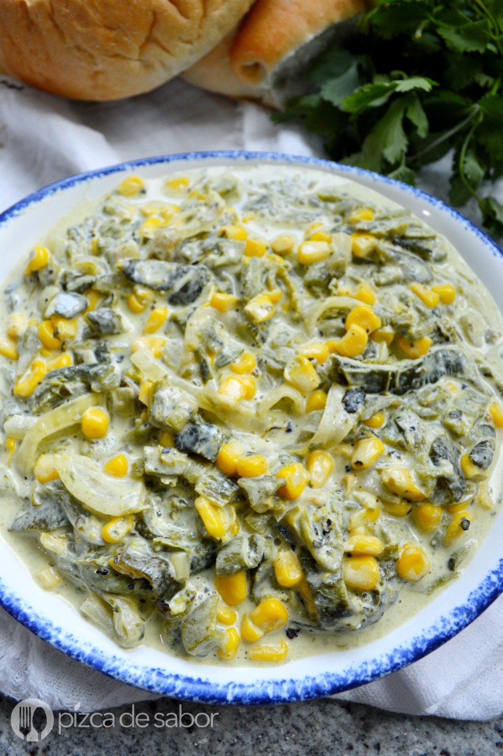 Rajas de poblano con crema