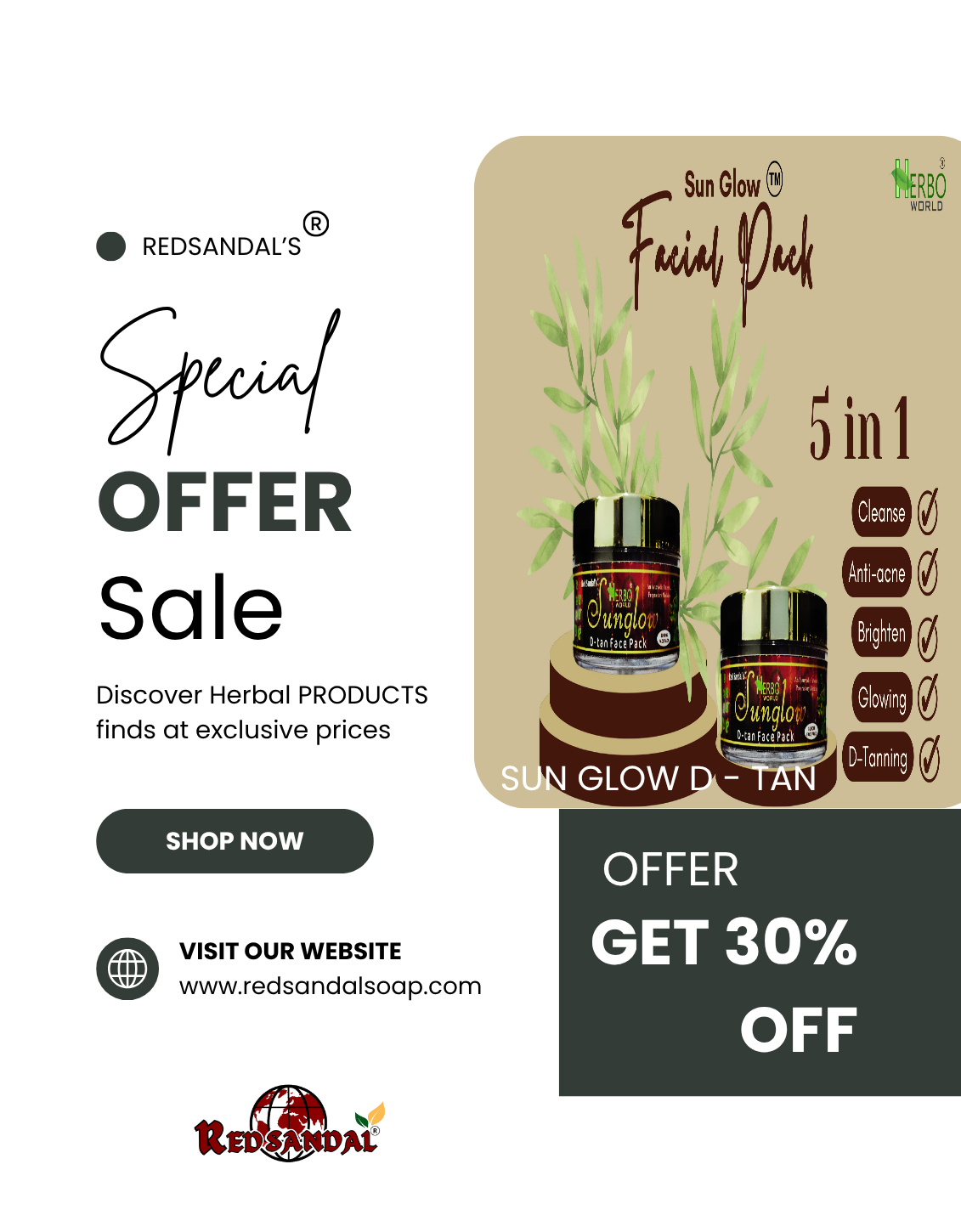  Sun Glow D-Tan Face  - Pack Of 1 GET 30% OFFER