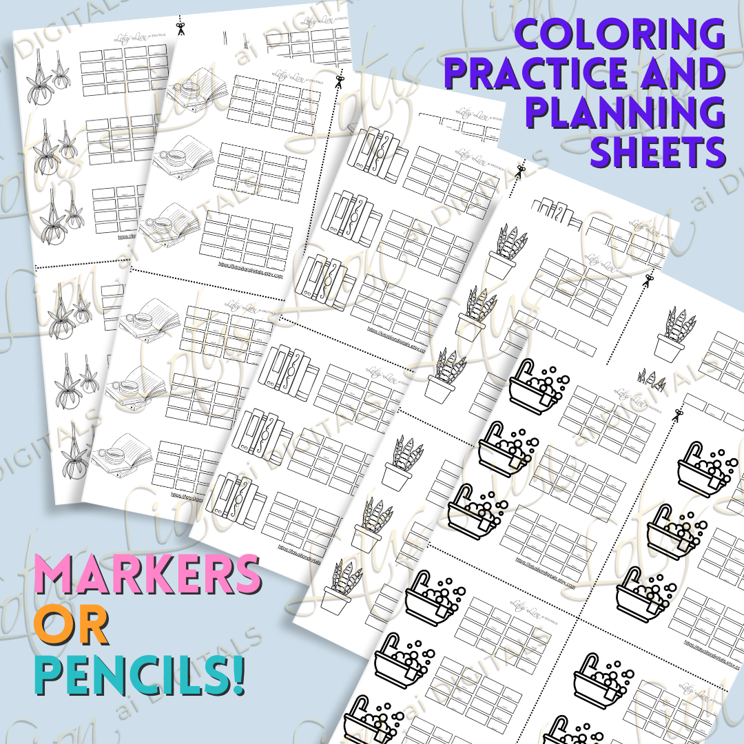 Mini Coloring Practice Sheets Set 1