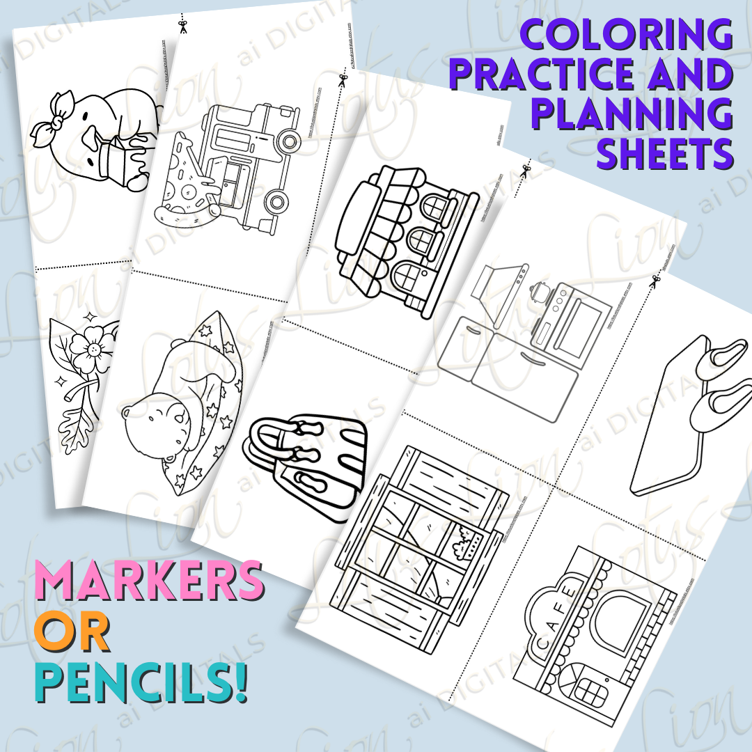 Mini BK3 Coloring Practice Sheets