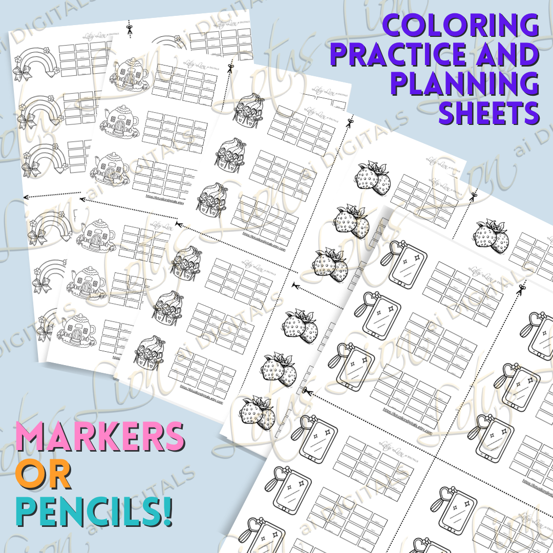Mini Coloring Practice Sheets Set 2