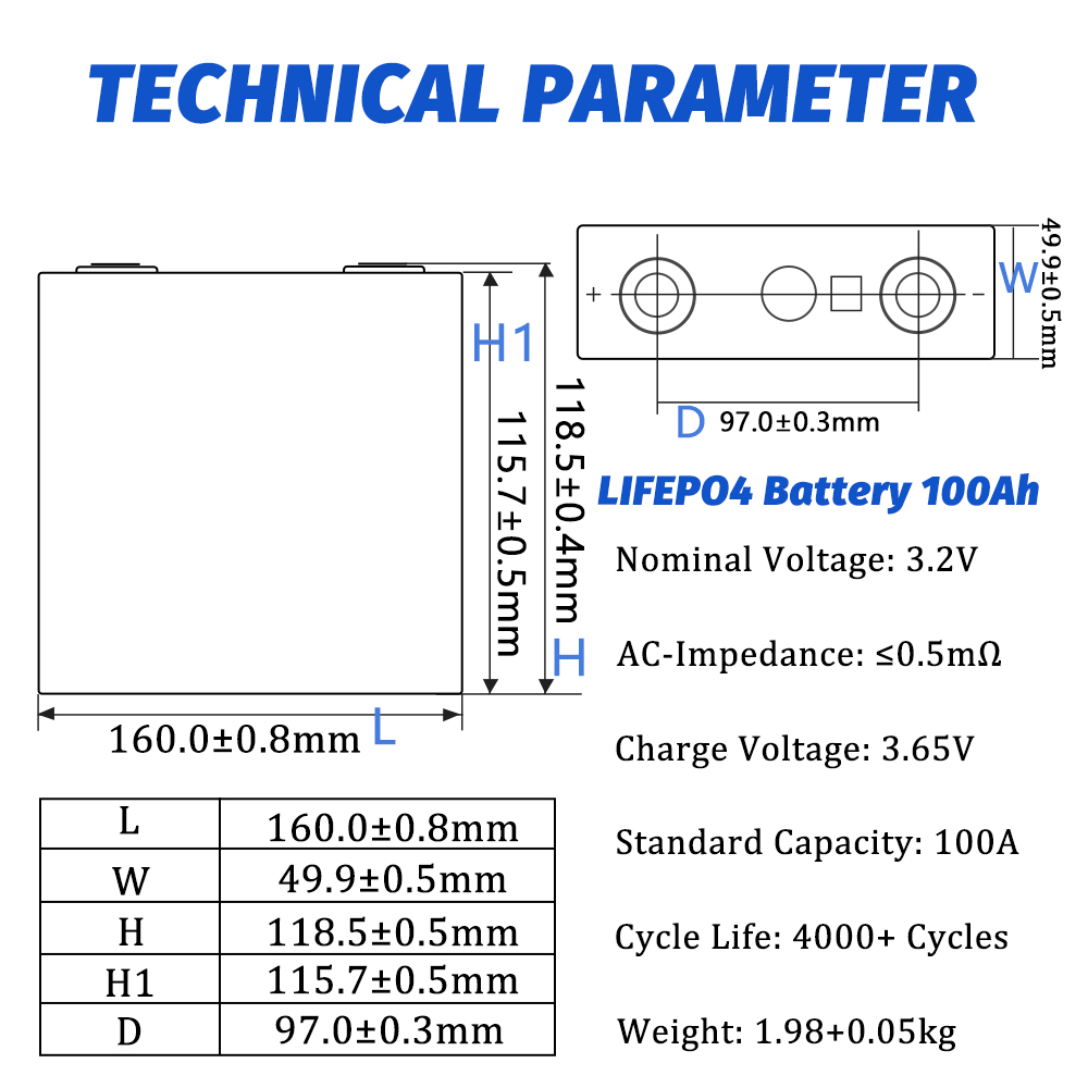 Cellule de batterie EVE LF100LA 100 Ah LiFePO4