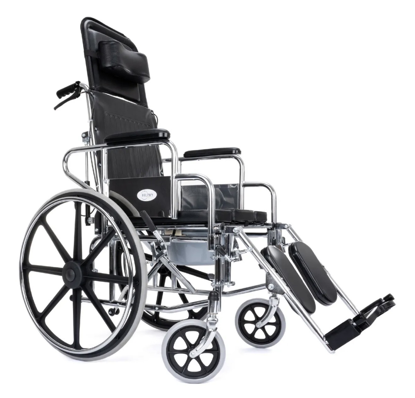 Silla De Ruedas Tipo Reposet Con Elevapiernas De Lujo Color Negro