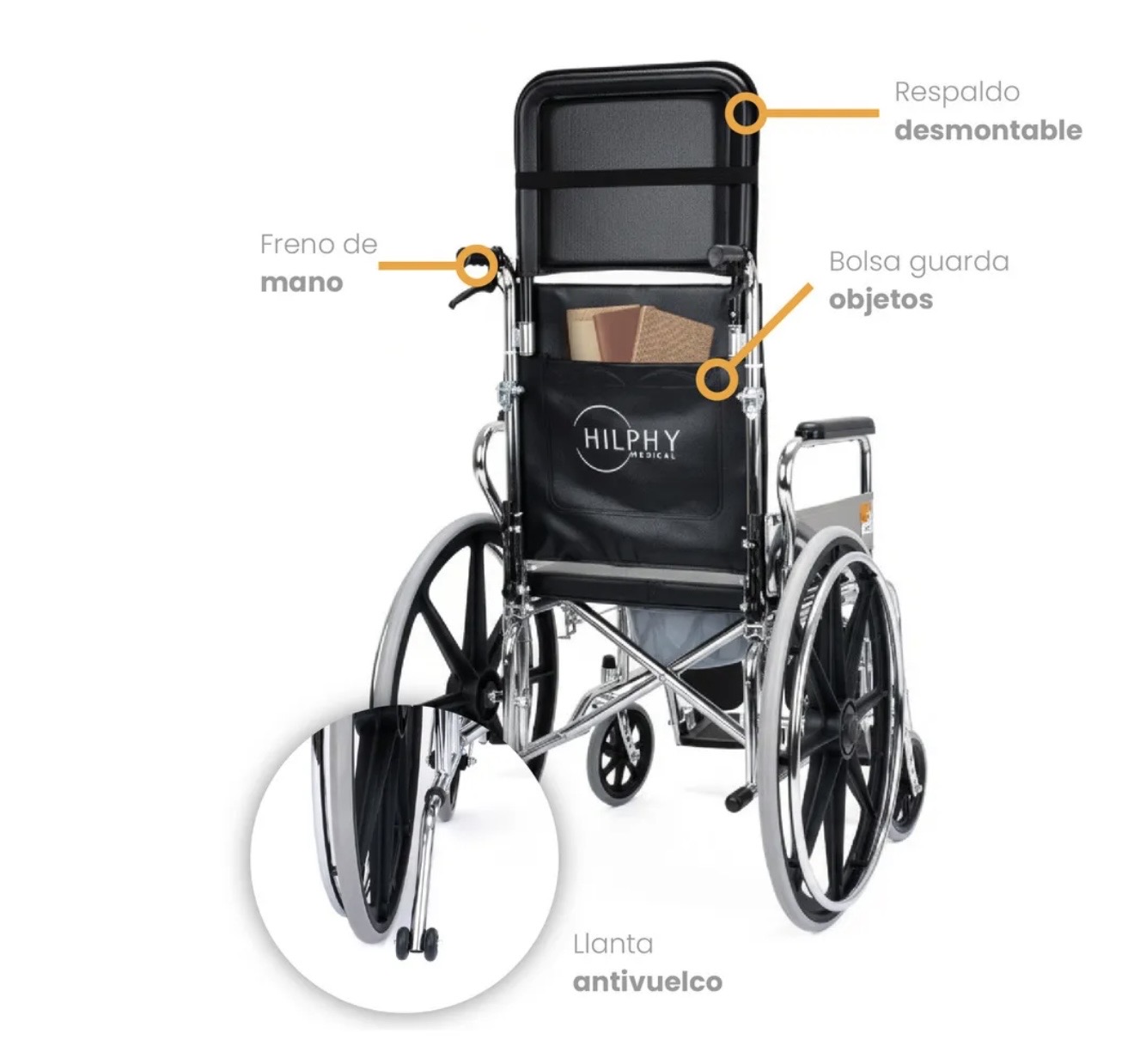 Silla De Ruedas Tipo Reposet Con Elevapiernas De Lujo Color Negro