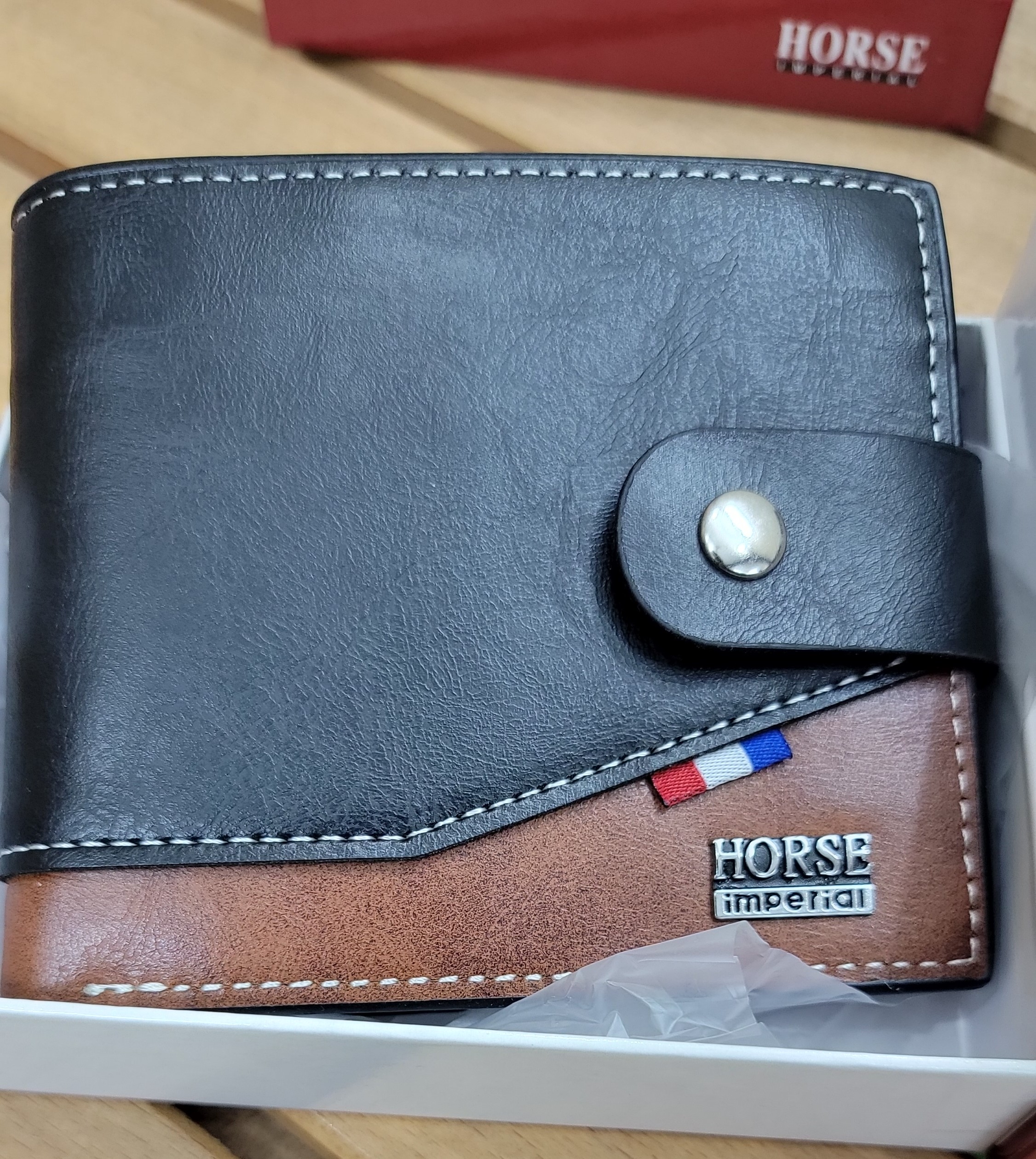 Horse Imperial Leather Wallet with Secure Snap Closure