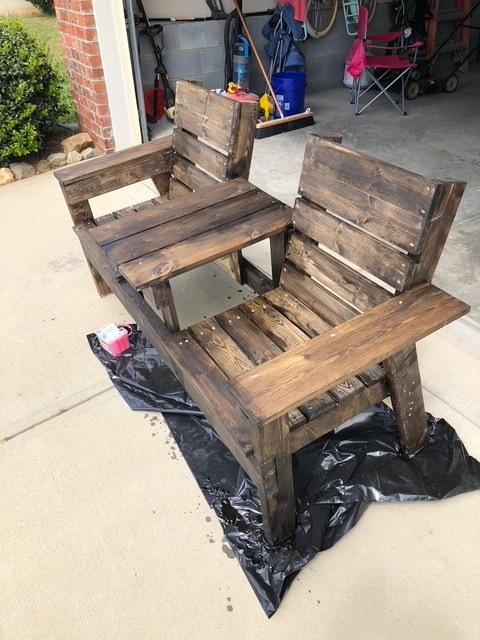 Handcrafted Wooden Double Chair
