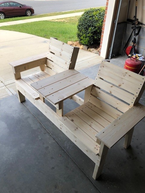 Handcrafted Wooden Double Chair