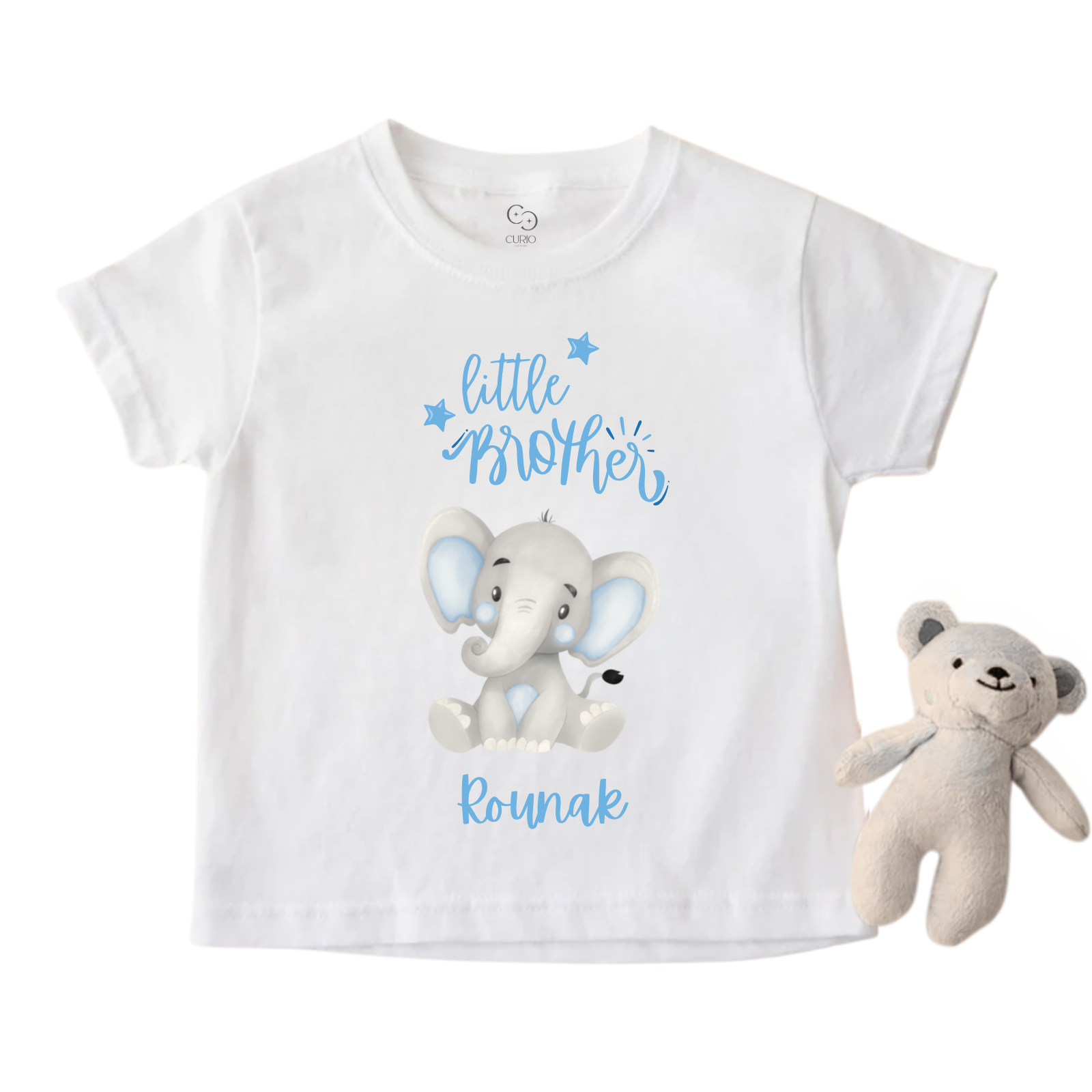 Little Brother Personalized T-Shirt – Cute Baby Elephant Design – Custom Name Cotton Tee for Raksha Bandhan – Baby & Toddler Boy