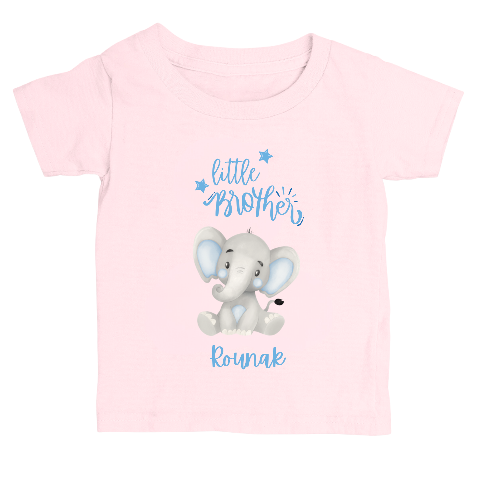 Little Brother Personalized T-Shirt – Cute Baby Elephant Design – Custom Name Cotton Tee for Raksha Bandhan – Baby & Toddler Boy