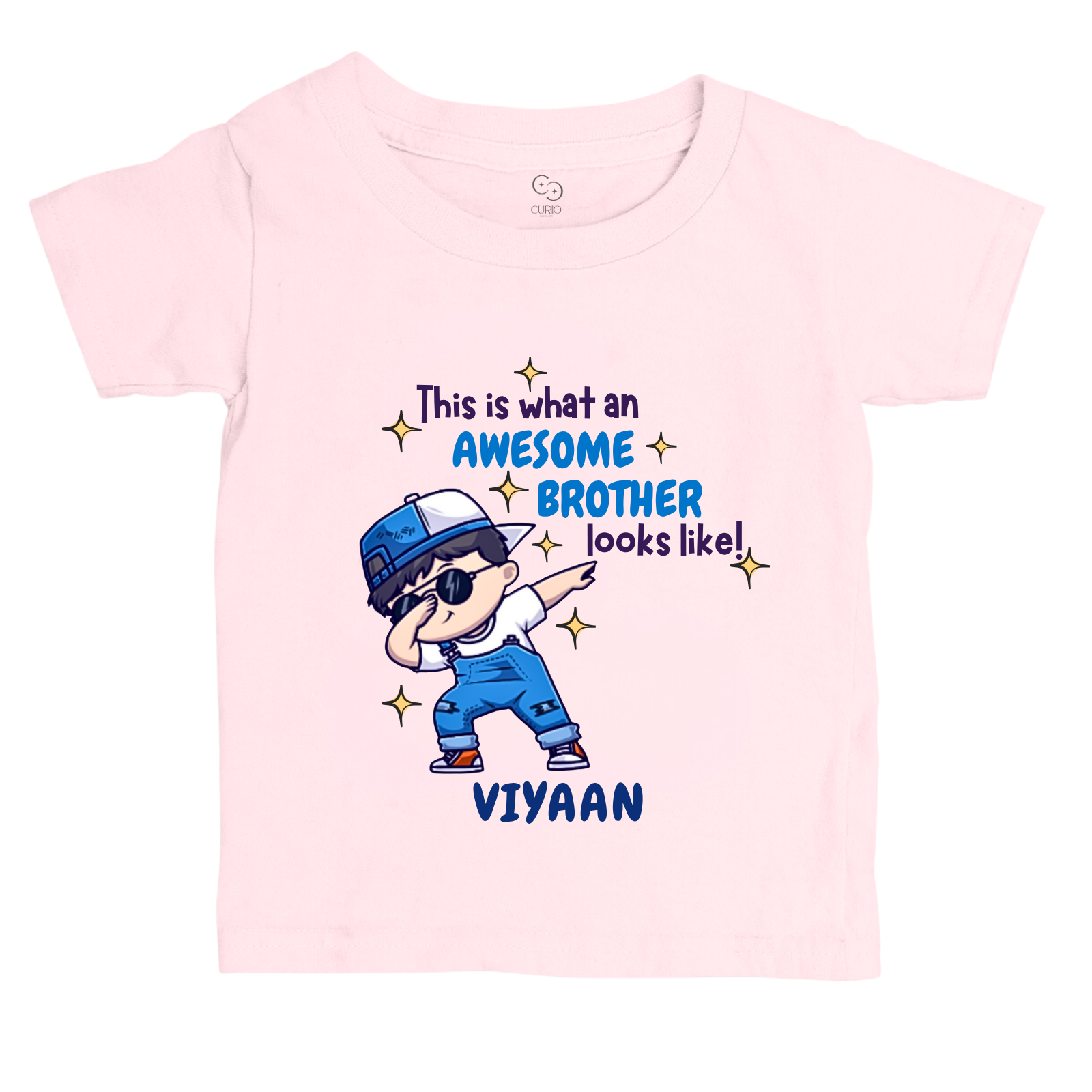 Awesome Brother T-Shirt for Boys – Personalized Name Tee with Dabbing Cartoon – Raksha Bandhan Gift for Baby & Toddler Brothers
