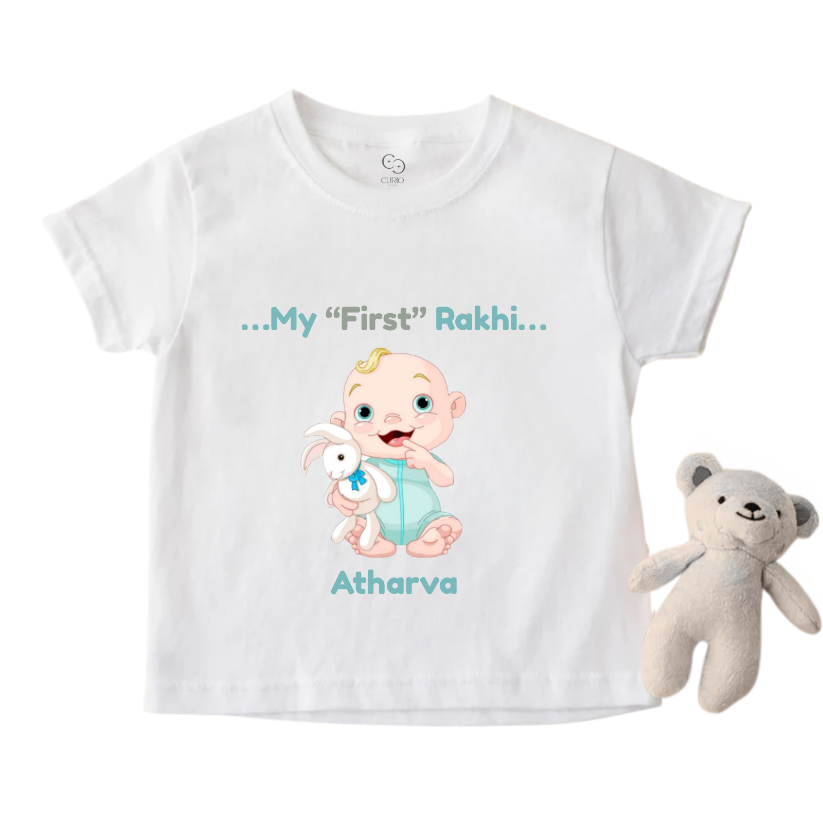 My First Rakhi Baby T-Shirt – Personalized Name Tee for Boys – Cute Raksha Bandhan Gift for Infant Brothers