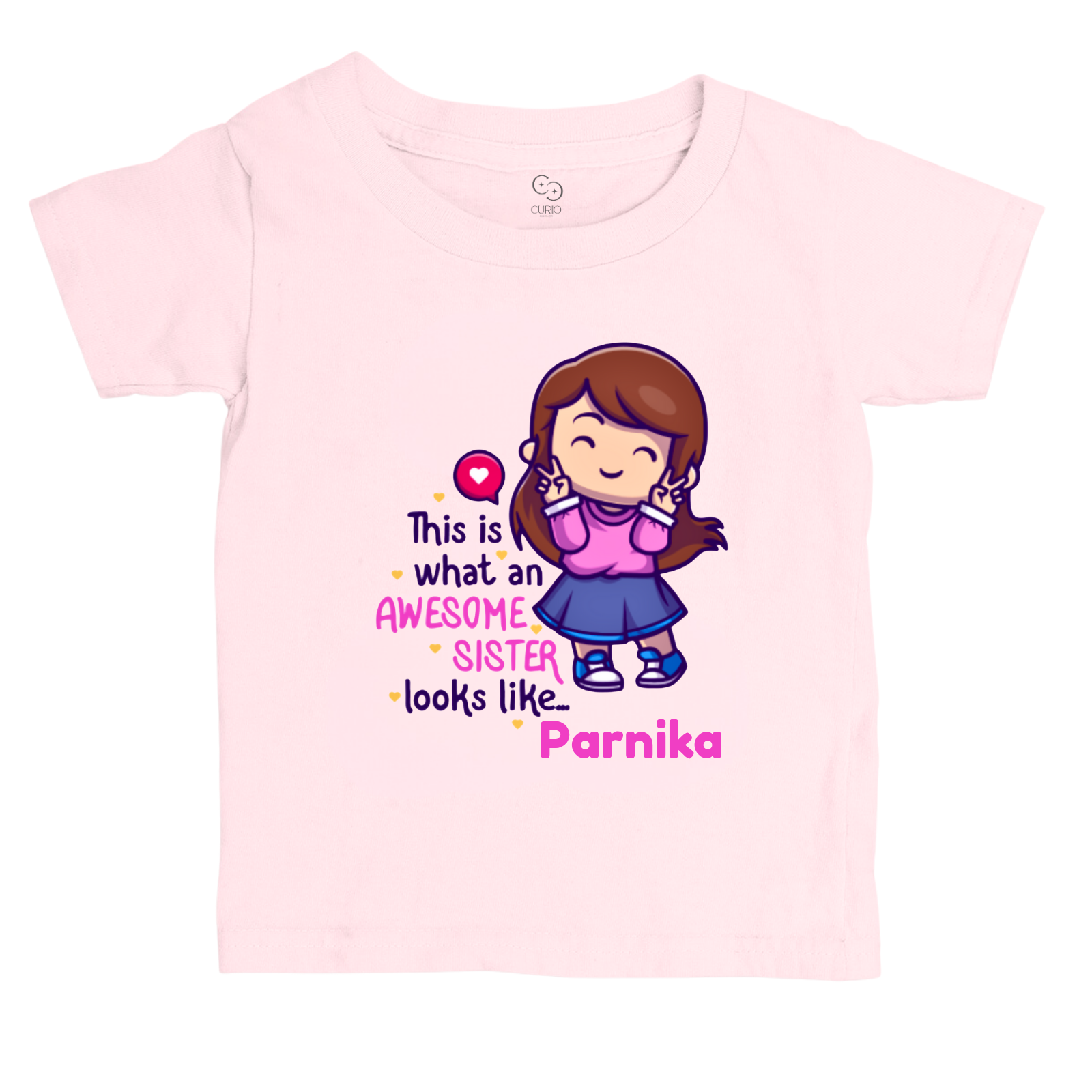 Awesome Sister T-Shirt for Girls – Personalized Name Cotton Tee – Raksha Bandhan Gift for Baby & Toddler Sisters