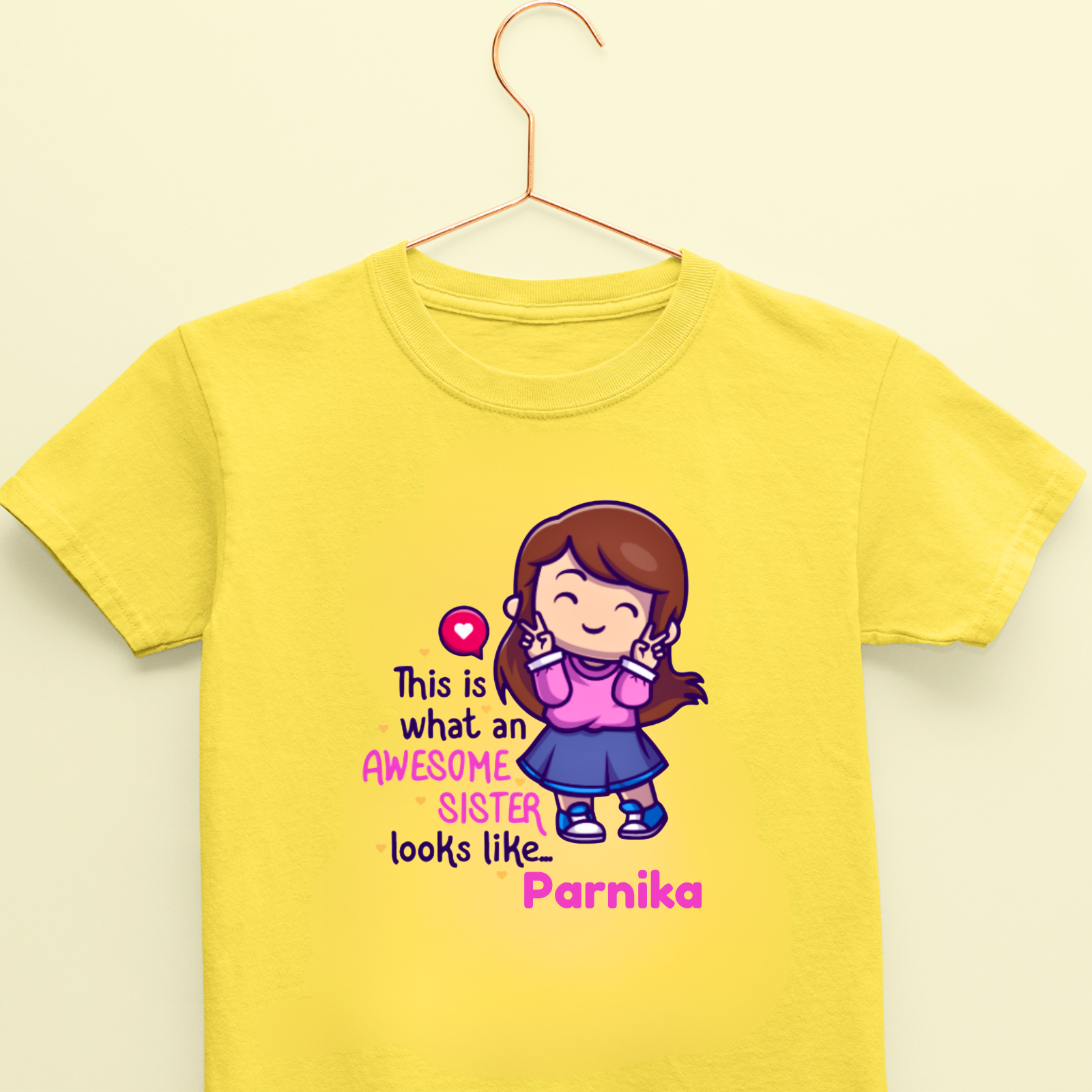 Awesome Sister T-Shirt for Girls – Personalized Name Cotton Tee – Raksha Bandhan Gift for Baby & Toddler Sisters