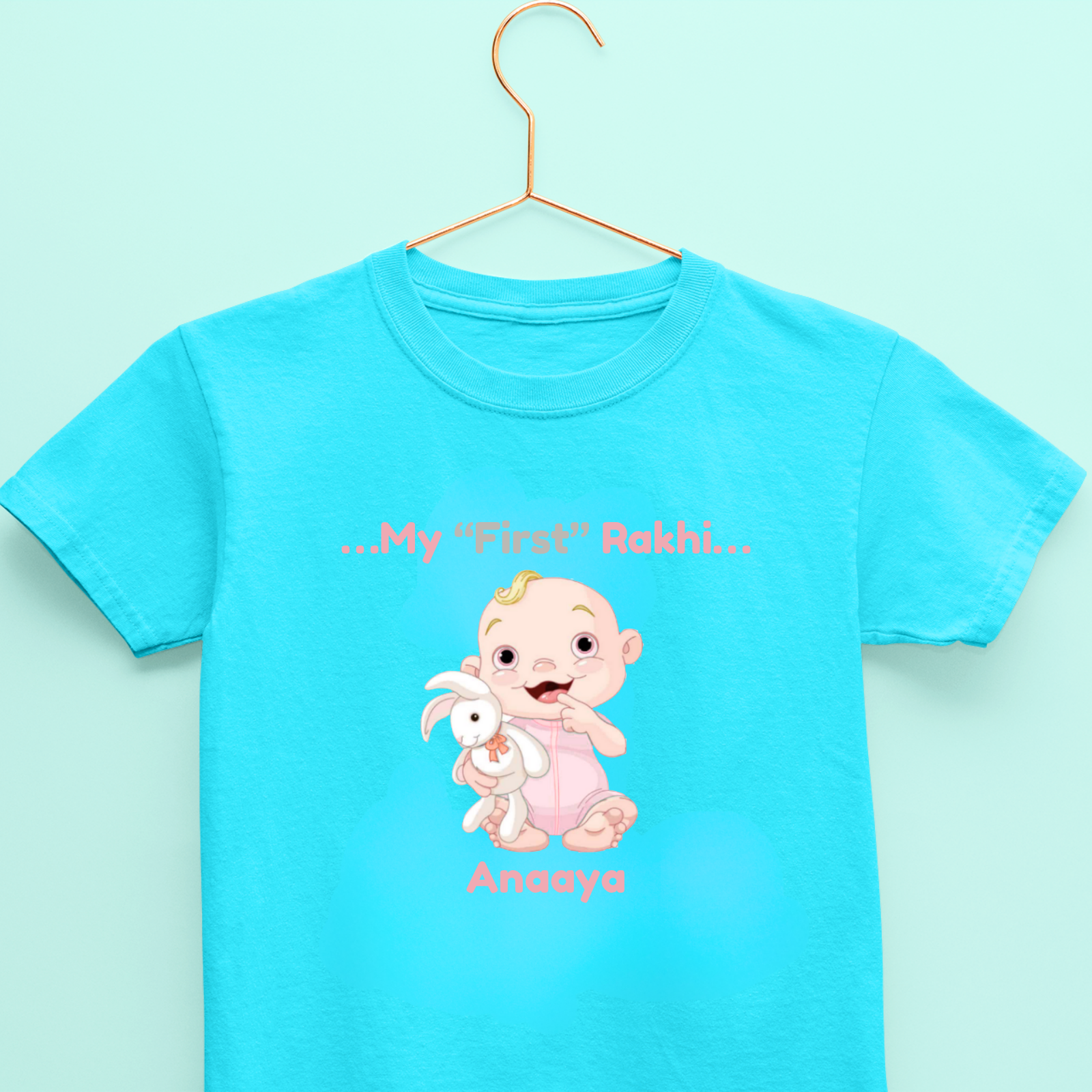 My First Rakhi T-Shirt for Baby Girls – Personalized Name Cotton Tee – Raksha Bandhan Outfit for Infants