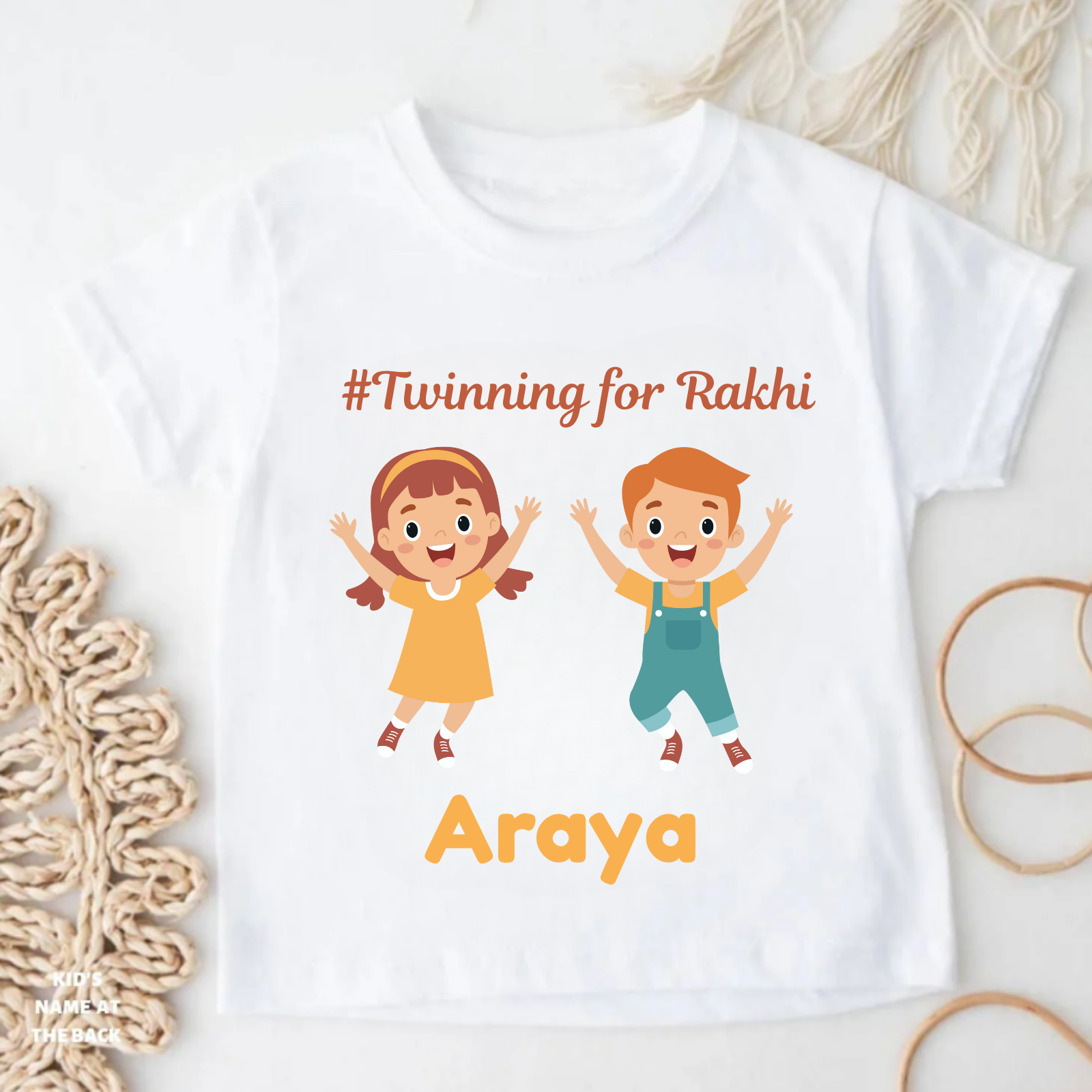 Twinning for Rakhi Sibling T-Shirt – Personalized Brother Sister Matching Outfit – Custom Name Tee for Kids – Raksha Bandhan Special