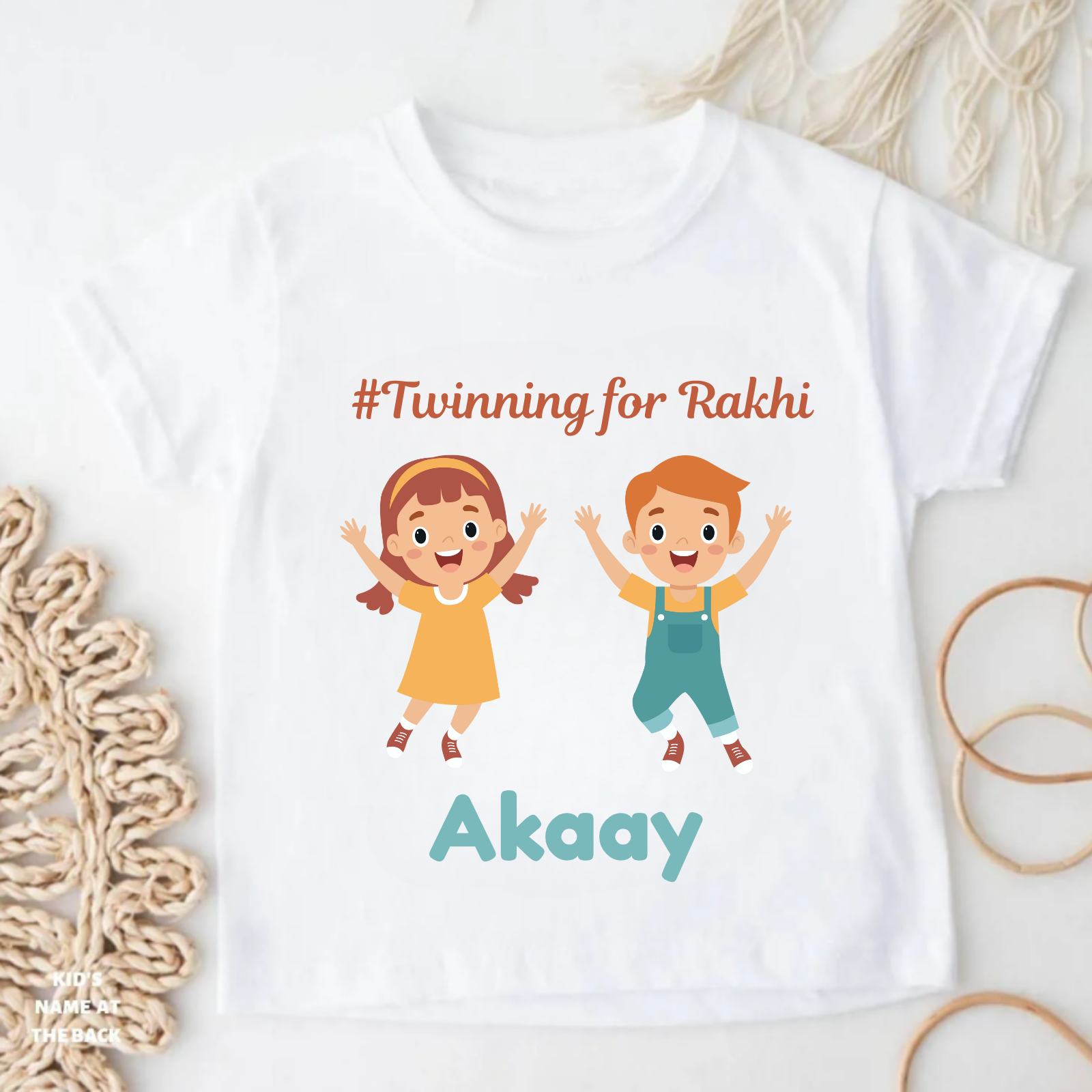 Twinning for Rakhi Sibling T-Shirt – Personalized Brother Sister Matching Outfit – Custom Name Tee for Kids – Raksha Bandhan Special