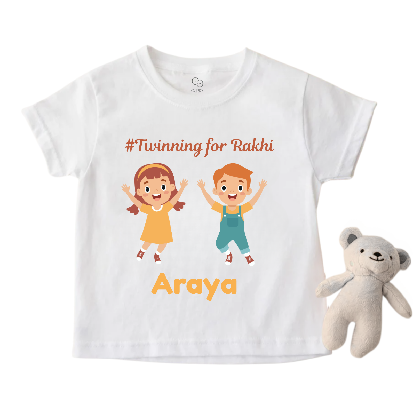 Twinning for Rakhi Sibling T-Shirt – Personalized Brother Sister Matching Outfit – Custom Name Tee for Kids – Raksha Bandhan Special