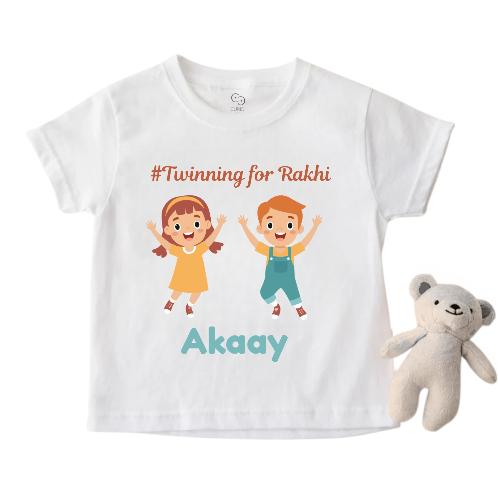 Twinning for Rakhi Sibling T-Shirt – Personalized Brother Sister Matching Outfit – Custom Name Tee for Kids – Raksha Bandhan Special