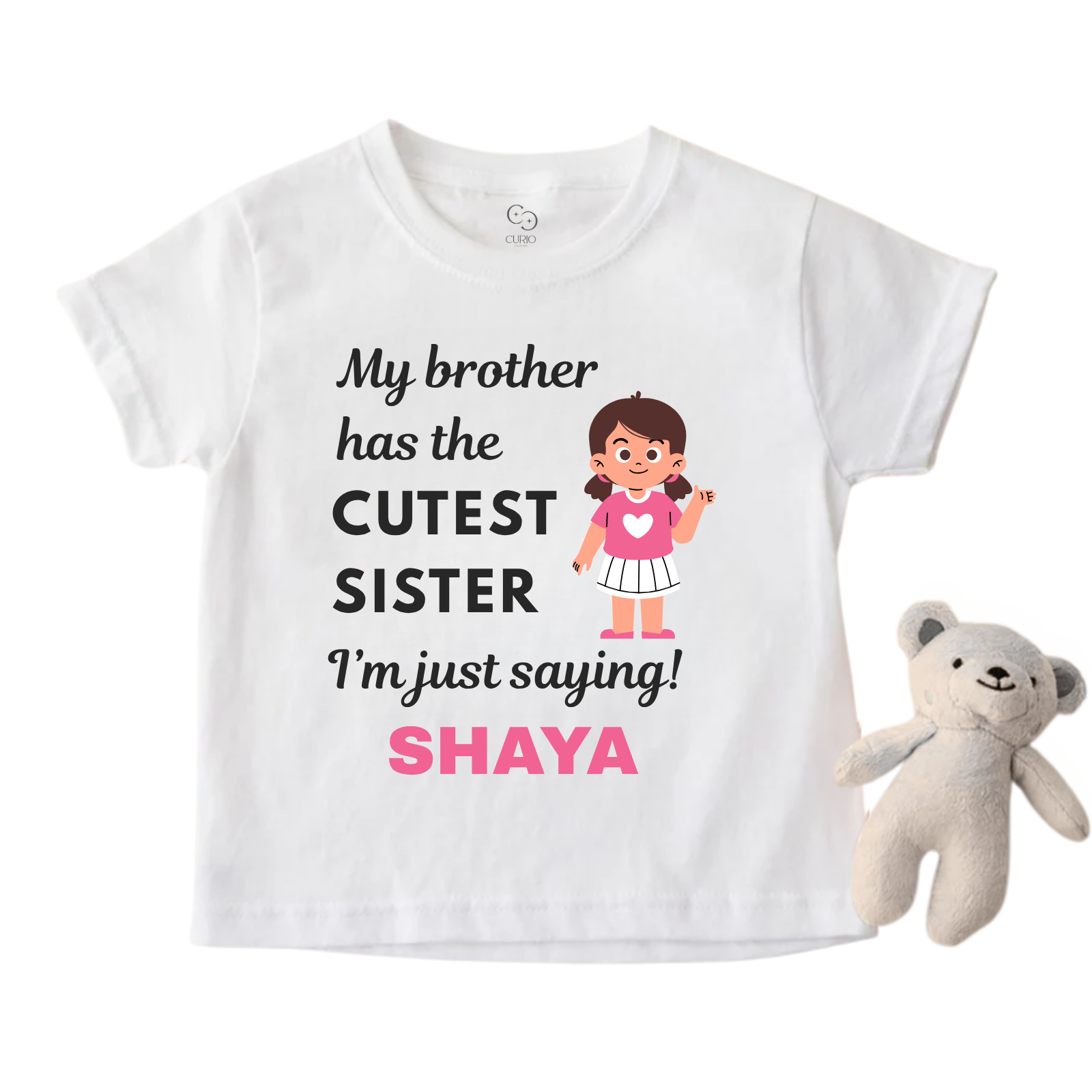 Cutest Sister Rakhi T-Shirt – Personalized Girls’ Raksha Bandhan Outfit – Custom Name Tee – Festival Special