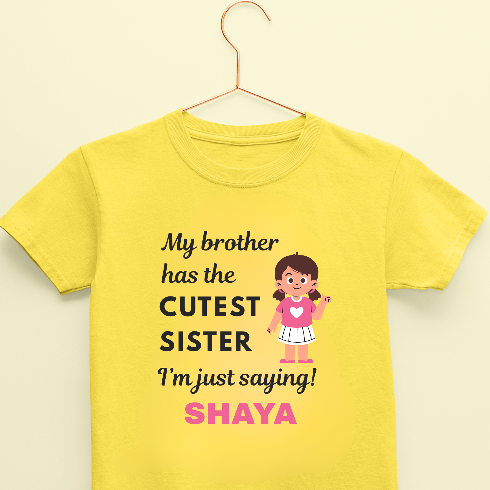 Cutest Sister Rakhi T-Shirt – Personalized Girls’ Raksha Bandhan Outfit – Custom Name Tee – Festival Special