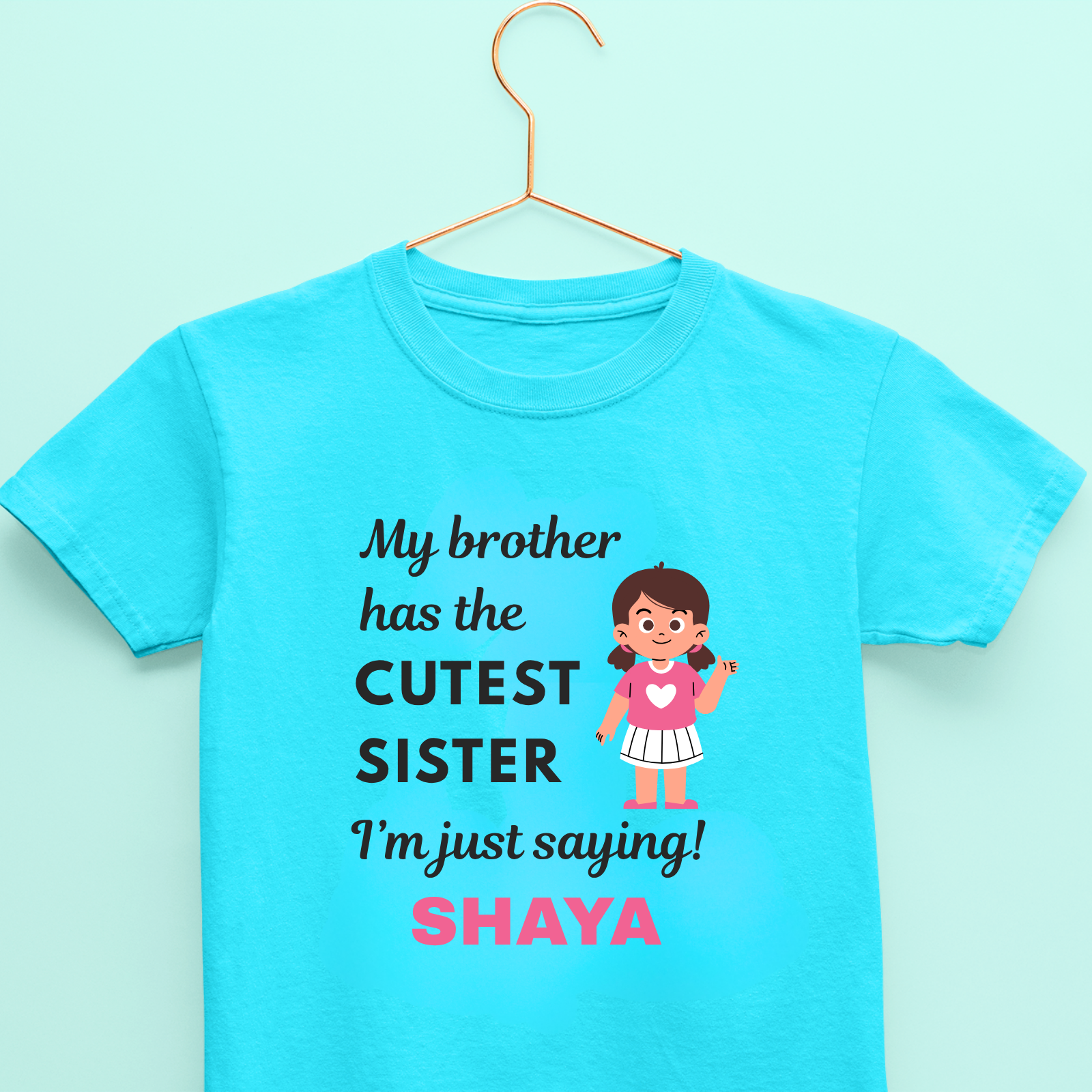 Cutest Sister Rakhi T-Shirt – Personalized Girls’ Raksha Bandhan Outfit – Custom Name Tee – Festival Special
