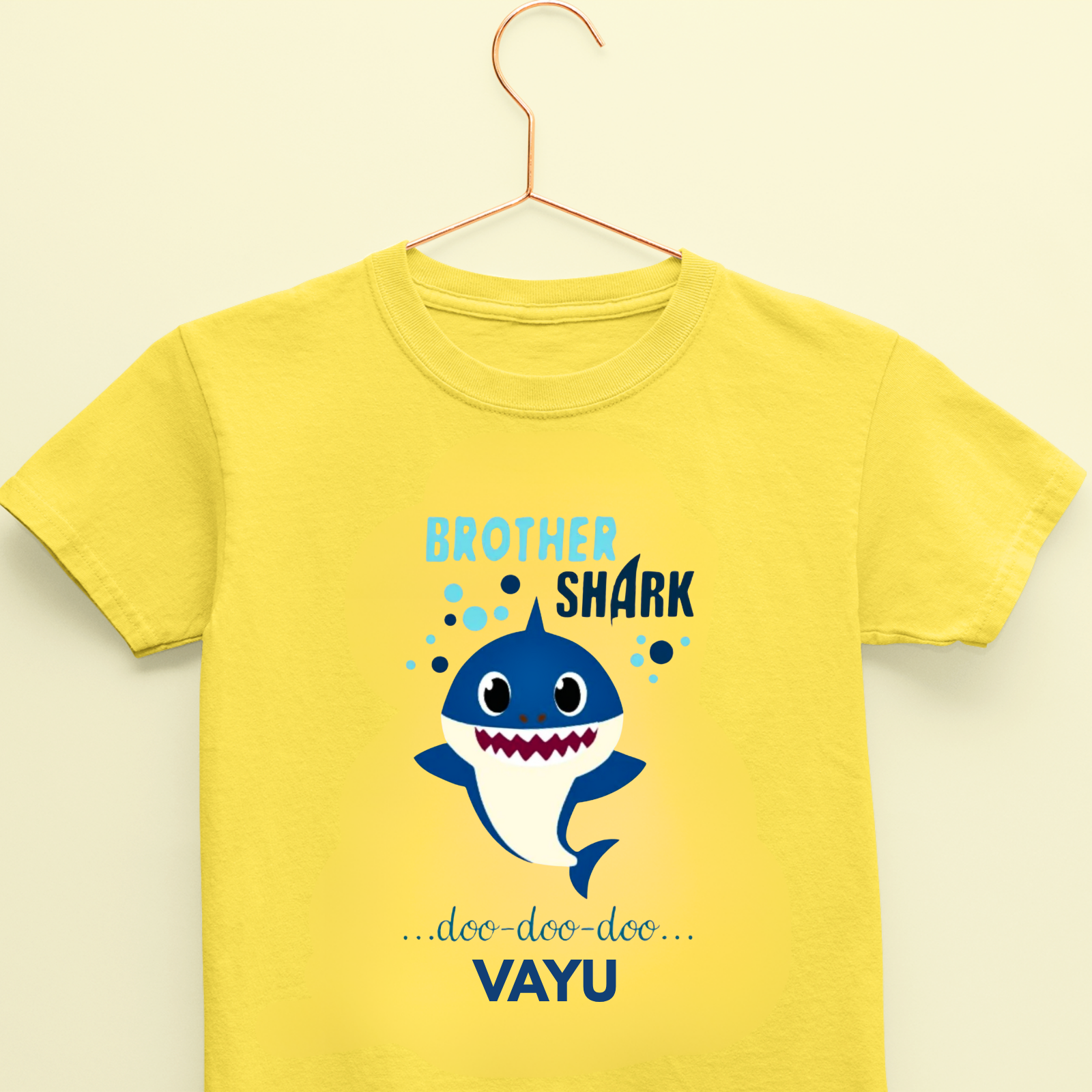 Personalized Brother Shark Doo-Doo T-Shirt – Custom Name Tee for Kids – Baby Shark Theme – Raksha Bandhan Special