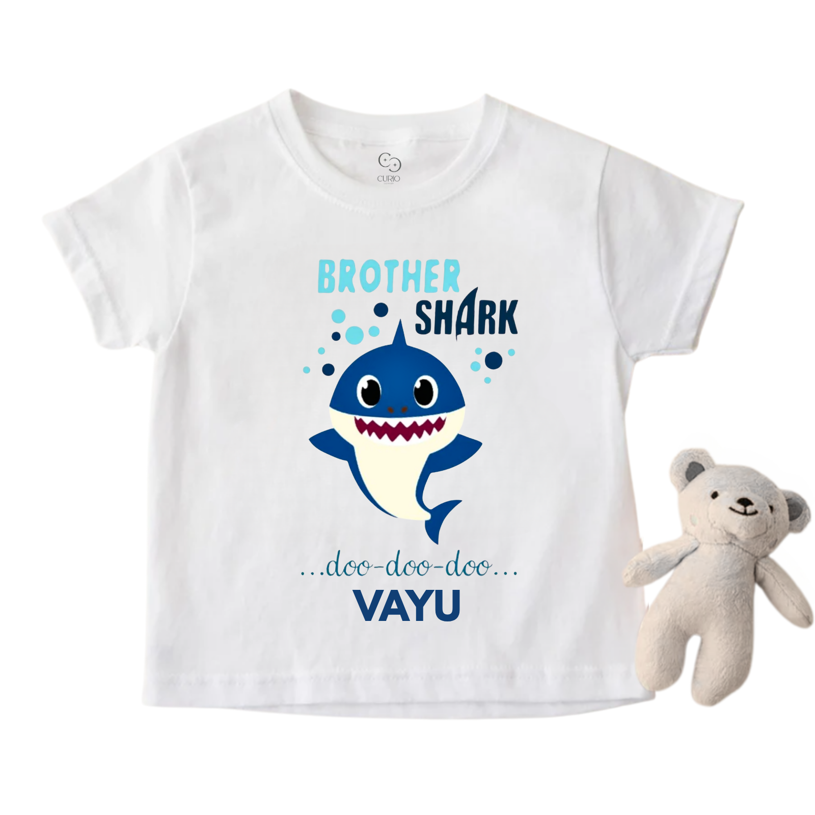 Personalized Brother Shark Doo-Doo T-Shirt – Custom Name Tee for Kids – Baby Shark Theme – Raksha Bandhan Special