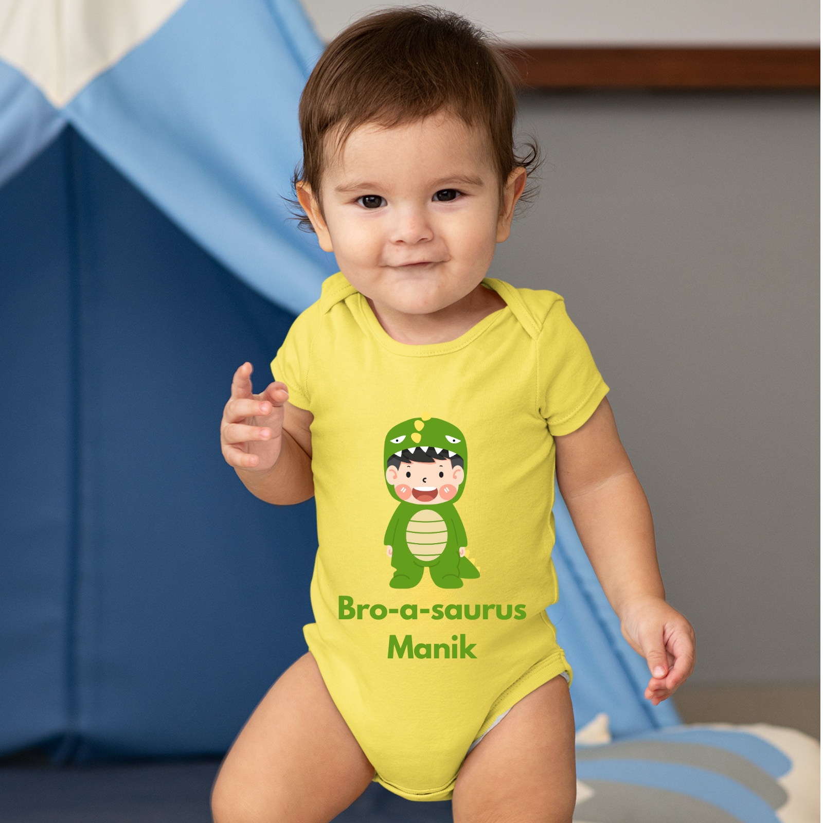 Personalized "Bro-a-saurus" Baby Onesie – Custom Name Dino Design for Baby Boys