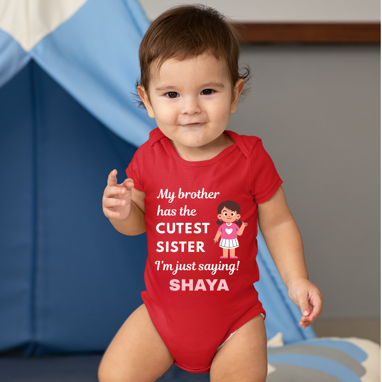 Cutest Sister Personalized Romper for Baby Girls – Custom Rakhi Onesie with Brother Quote – My Brother Has the Cutest Sister Outfit