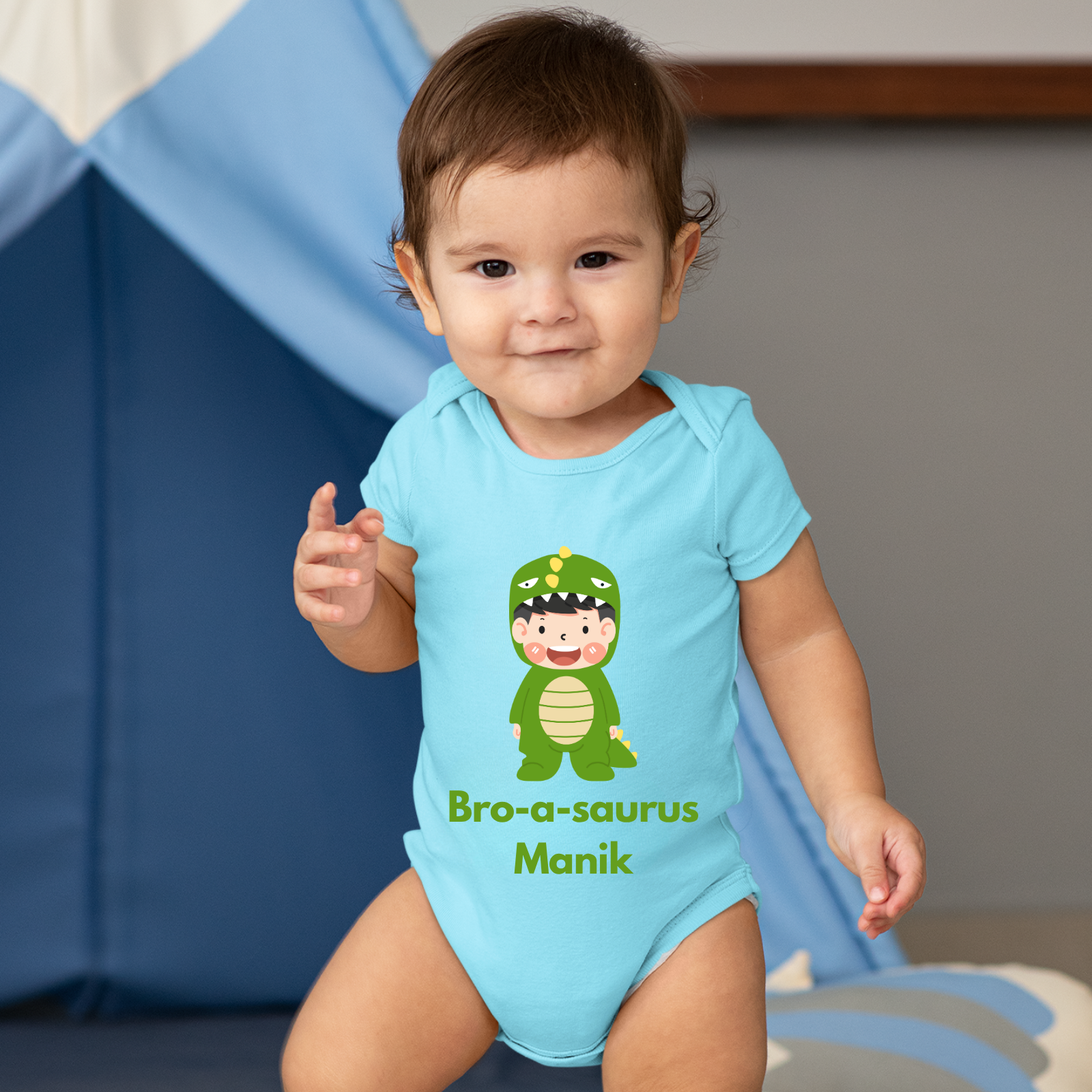 Personalized "Bro-a-saurus" Baby Onesie – Custom Name Dino Design for Baby Boys